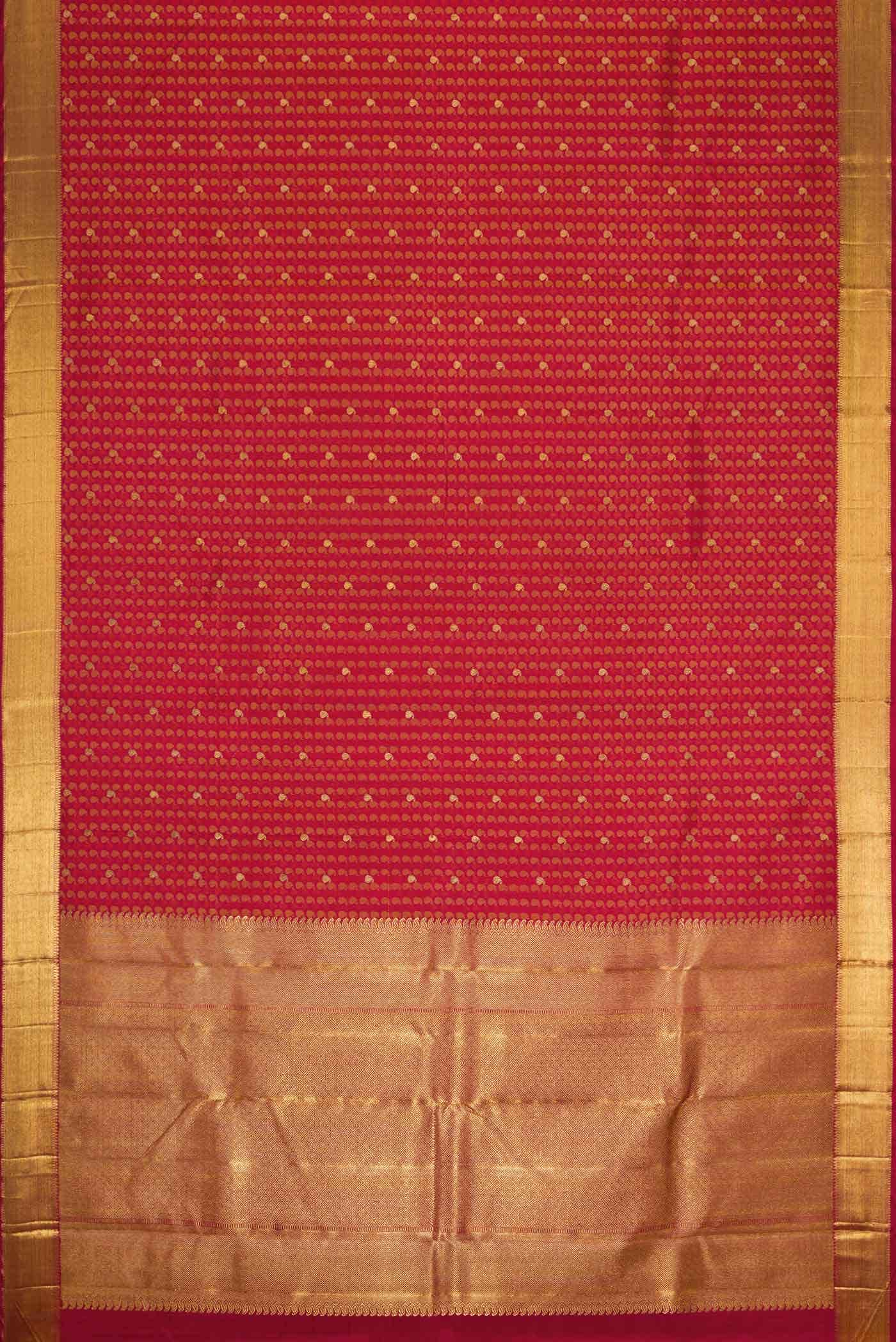 Pure Silk Pure Zari Dark Pink Dual Tone Kanjivaram Saree - Image 4