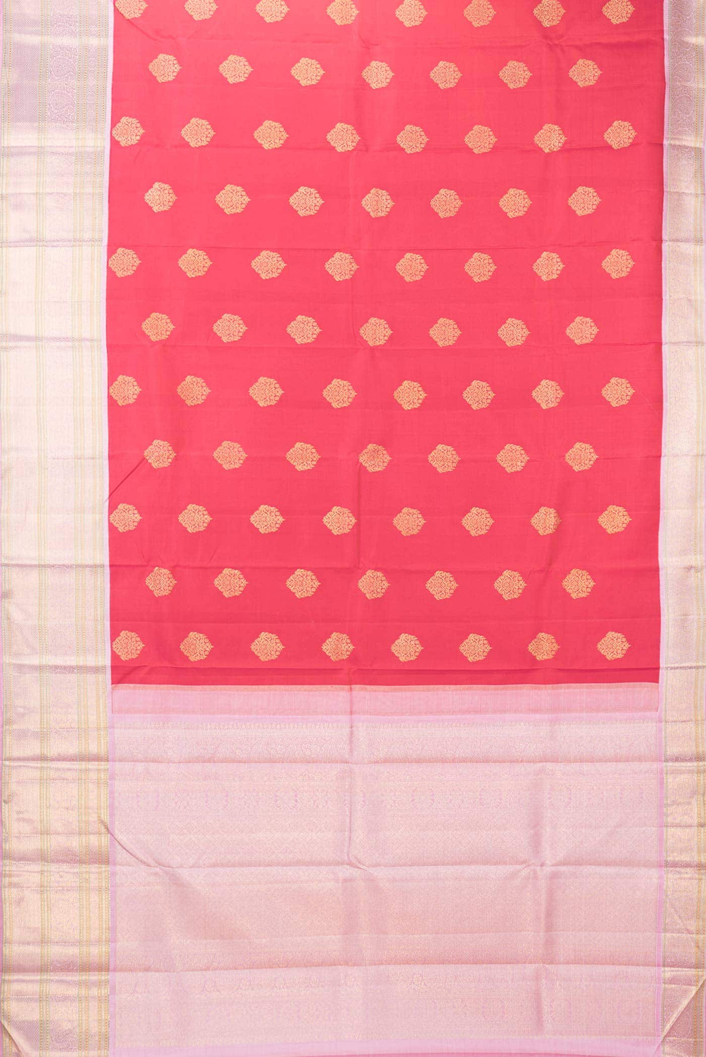 Pure Silk Pure Zari Dark Pink Dual Tone Kanchipuram Saree - Image 4