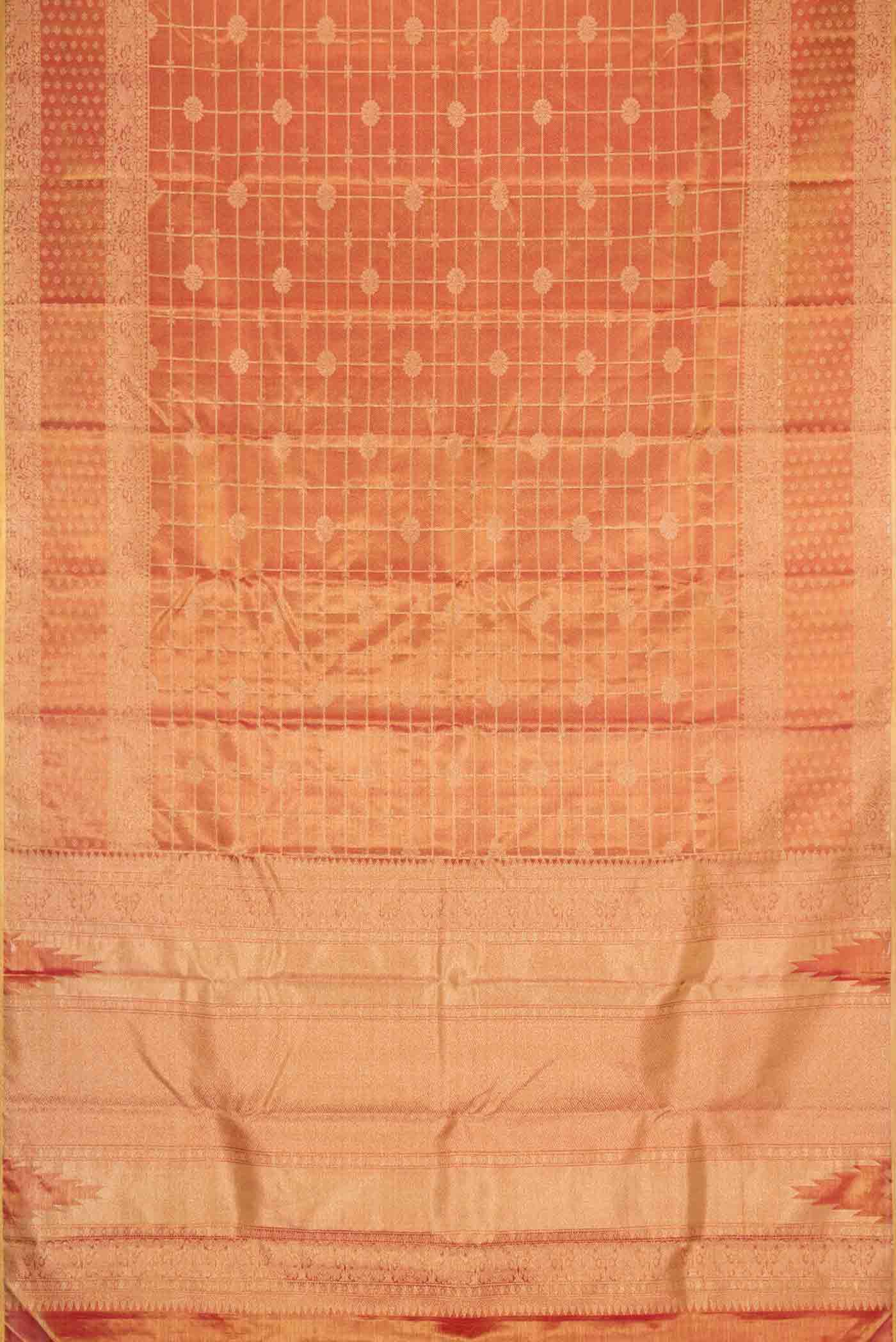 Dark Pink Dual Tone Kanchipuram Tissue Silk Saree - Image 6