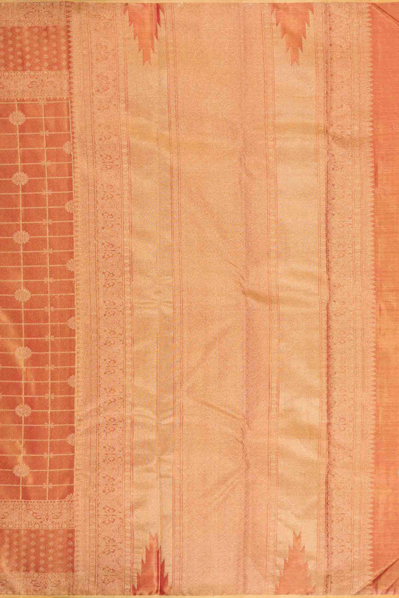 Dark Pink Dual Tone Kanchipuram Tissue Silk Saree - Image 7