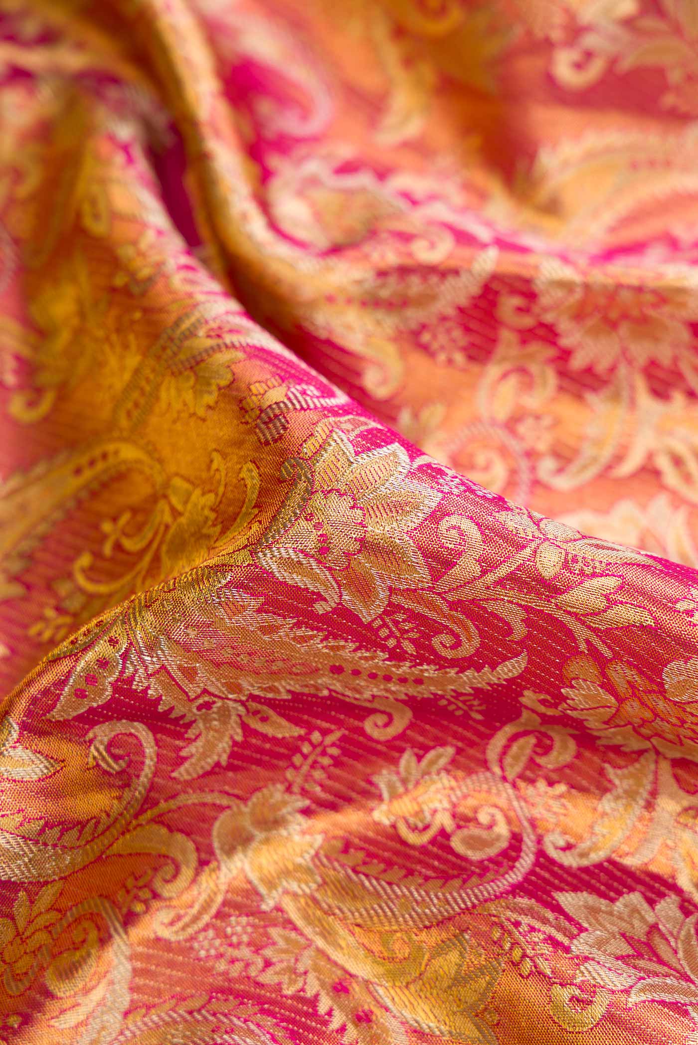 Mustard Dual Tone Kanchipuram Tissue Silk Saree - Image 2
