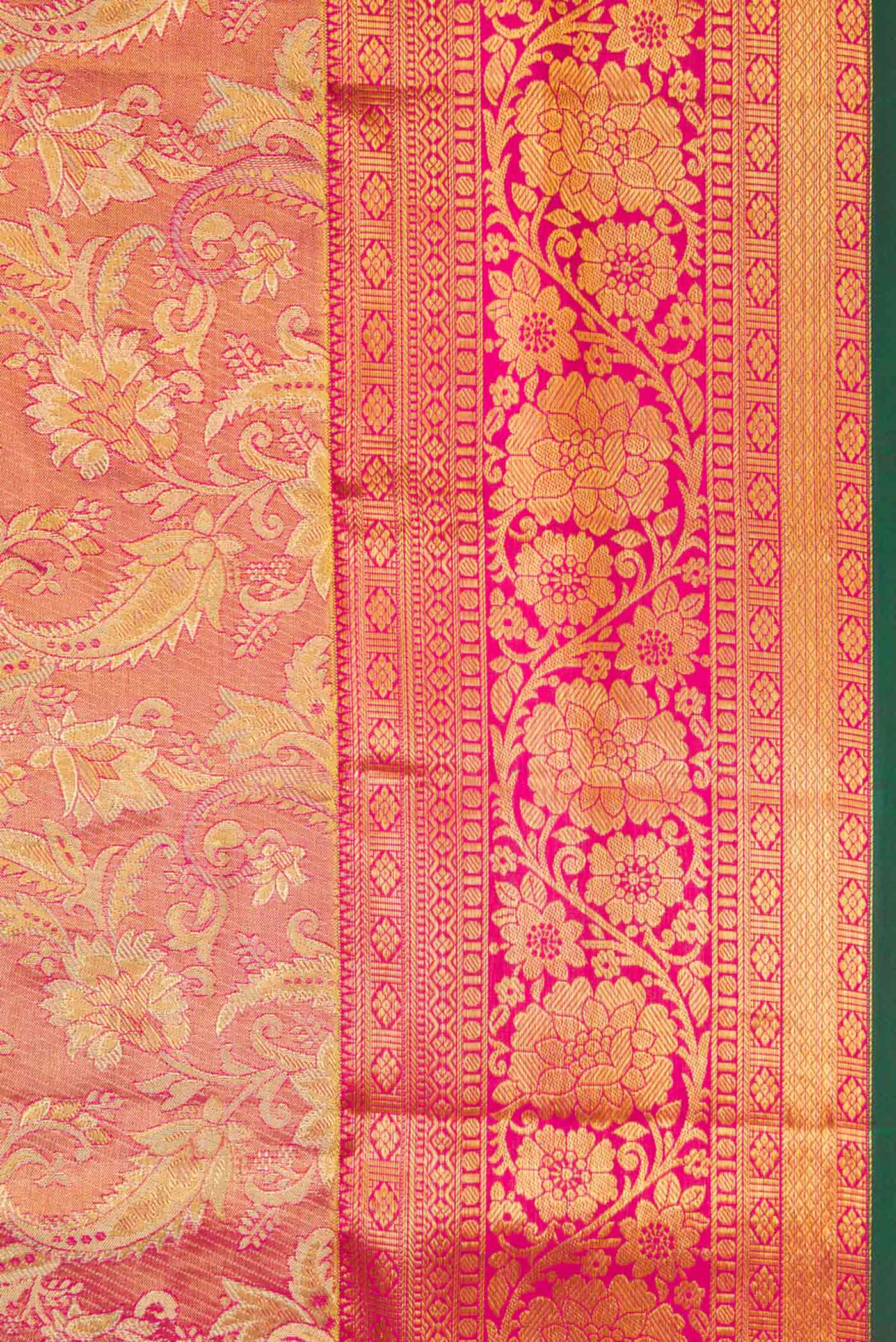 Mustard Dual Tone Kanchipuram Tissue Silk Saree - Image 3