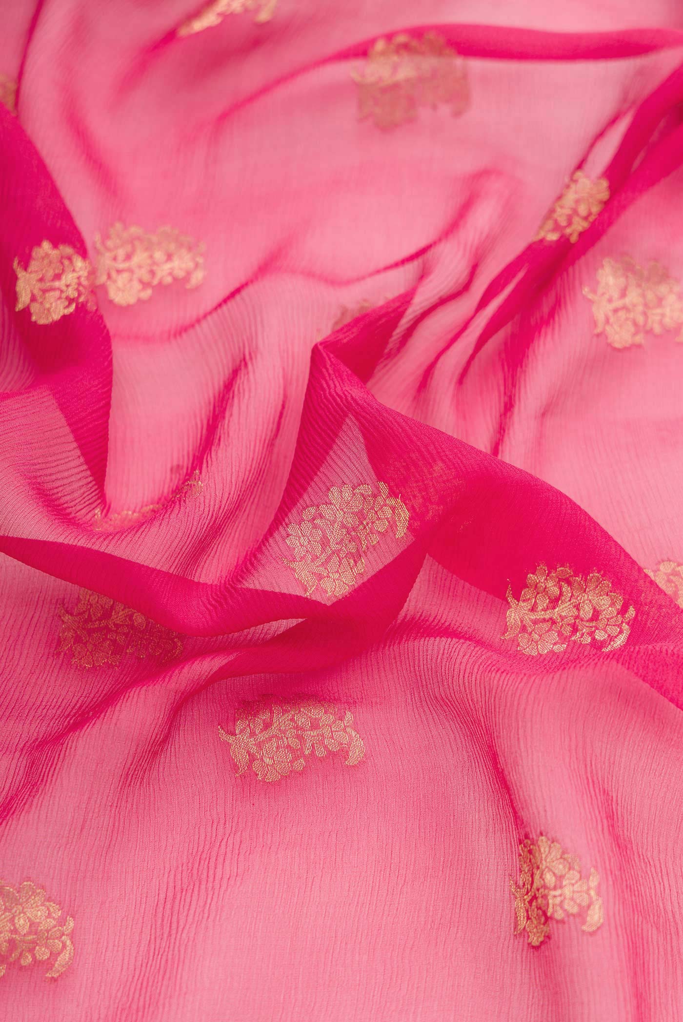 Dark Pink Dual Tone Mysore Chiffon Saree - Image 2