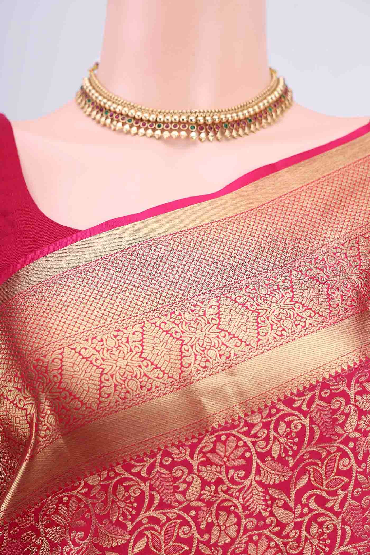 Dark Pink Kanjivaram Saree - Image 2