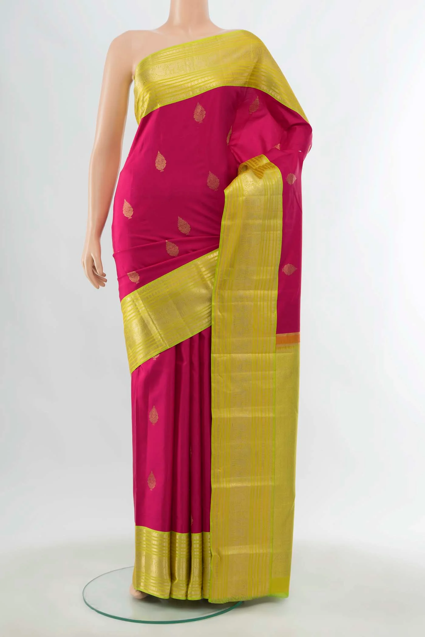 Dark Pink Kanchipuram Silk Saree