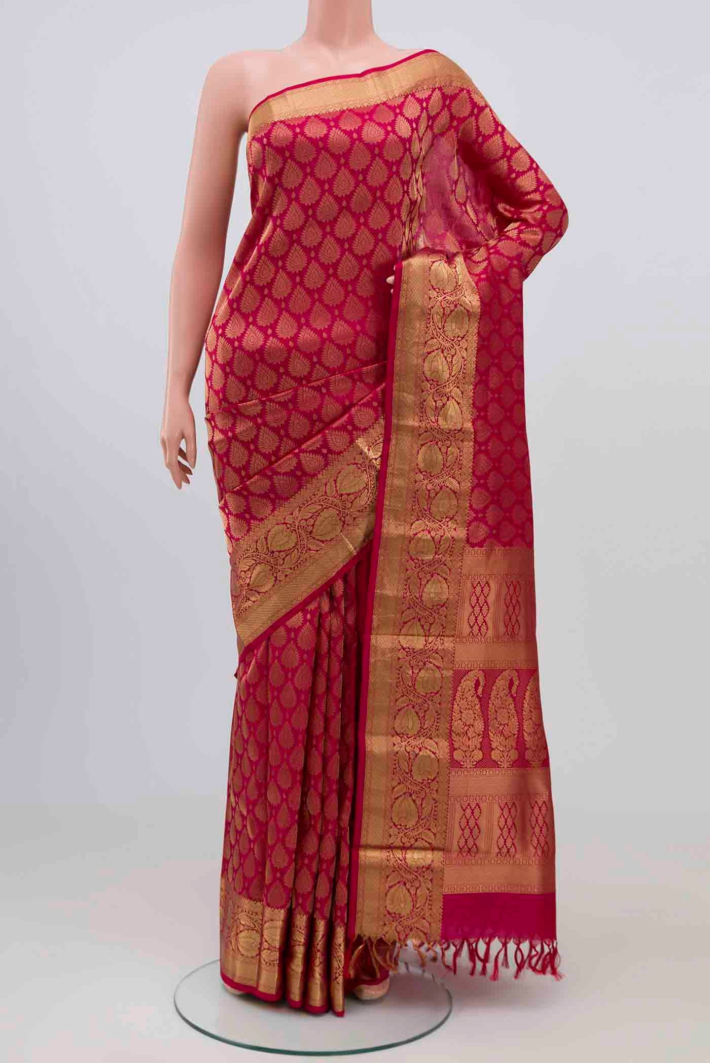 Dark Pink Kanchipuram Silk Saree