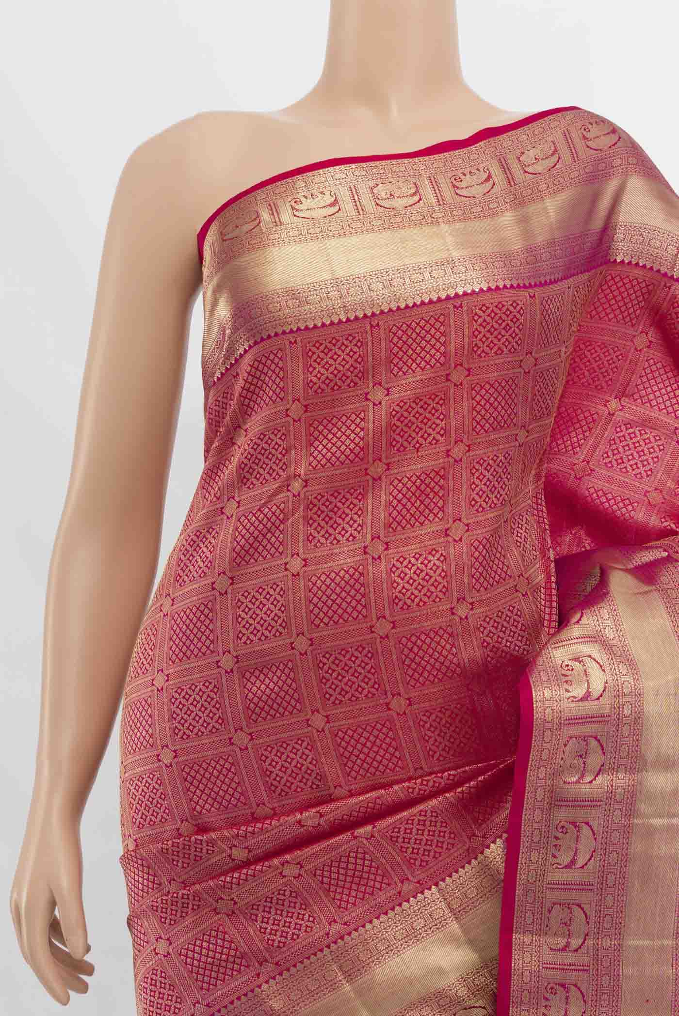 Dark Pink Kanchipuram Silk Saree - Image 2