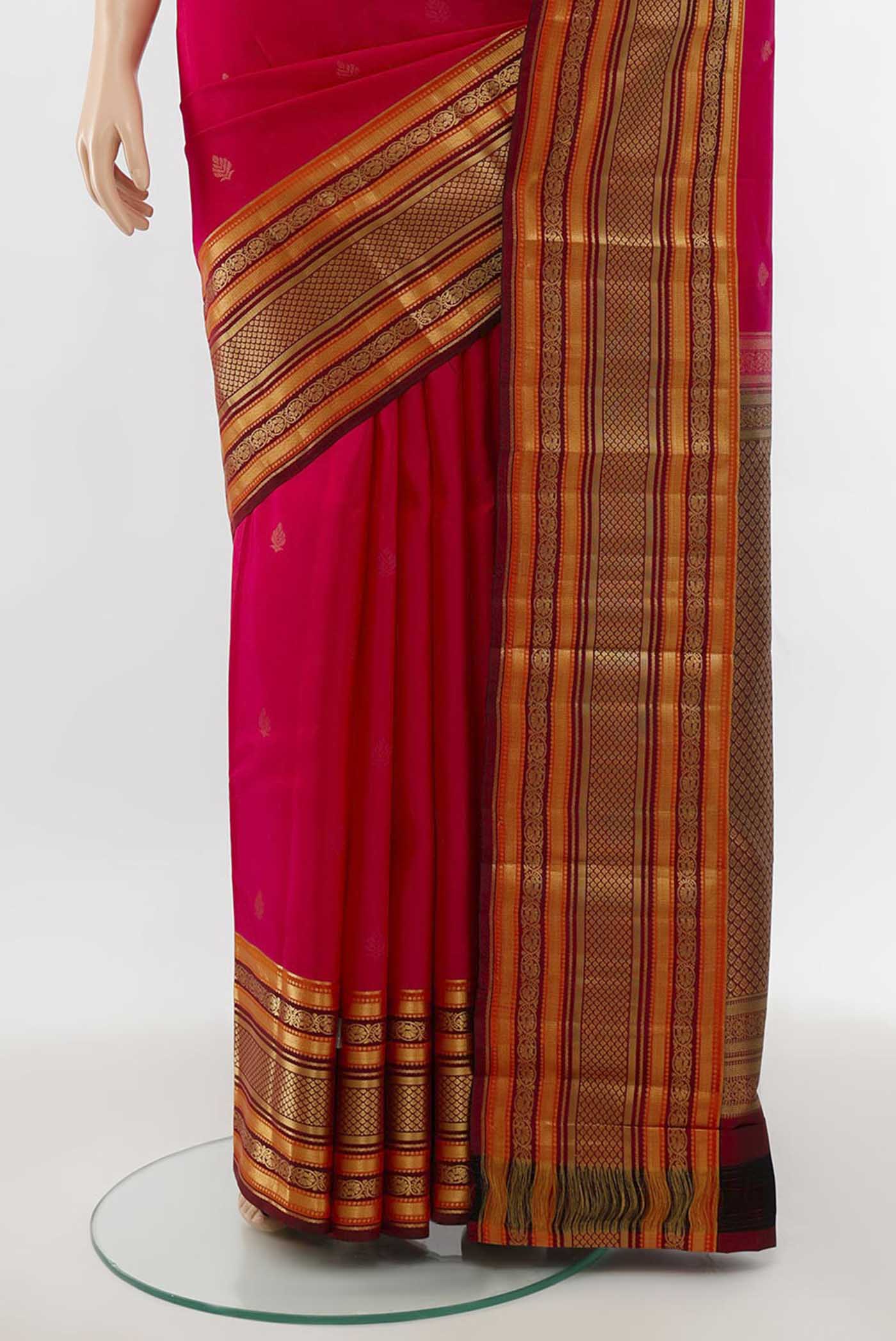 Dark Pink Kanchipuram Silk Saree - Image 3