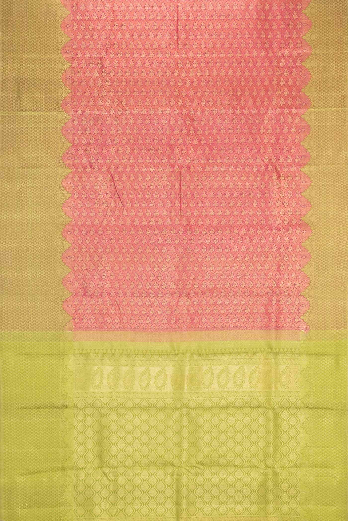Pure Silk Pure Zari Dark Pink Kanchipuram Tissue Saree - Image 4