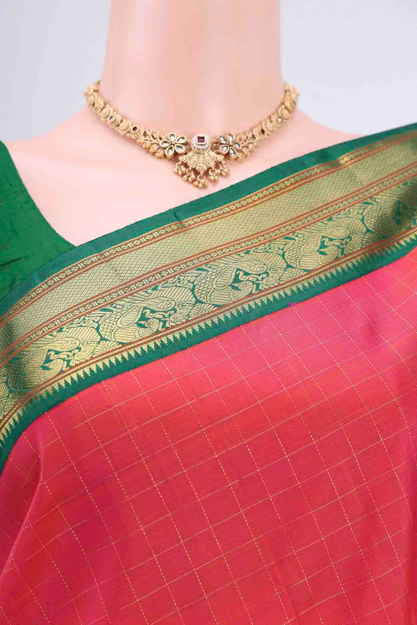 Dark Pink Kanjivaram Saree - Image 2