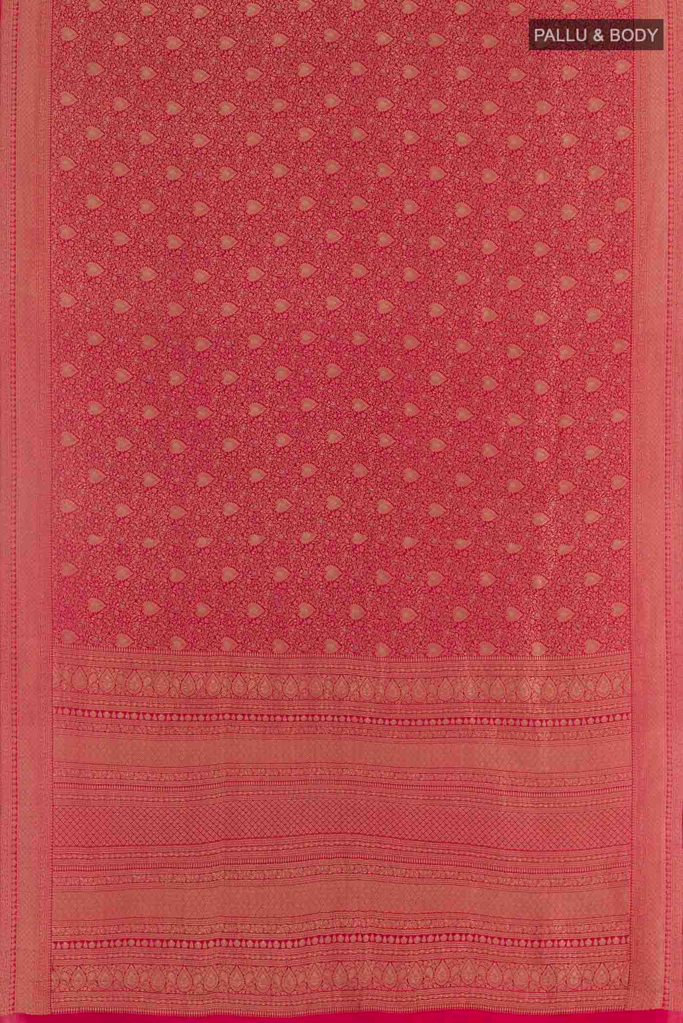 Dark Pink Mysore Crepe Saree - Image 3