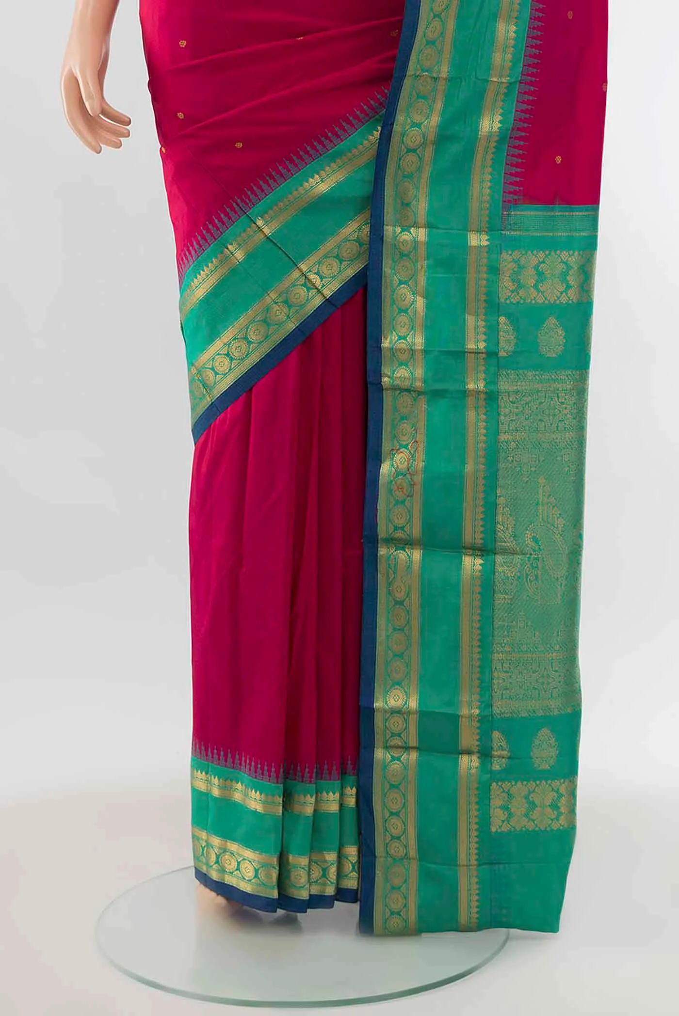 Dark Pink Narayanpet Silk Saree - Image 3