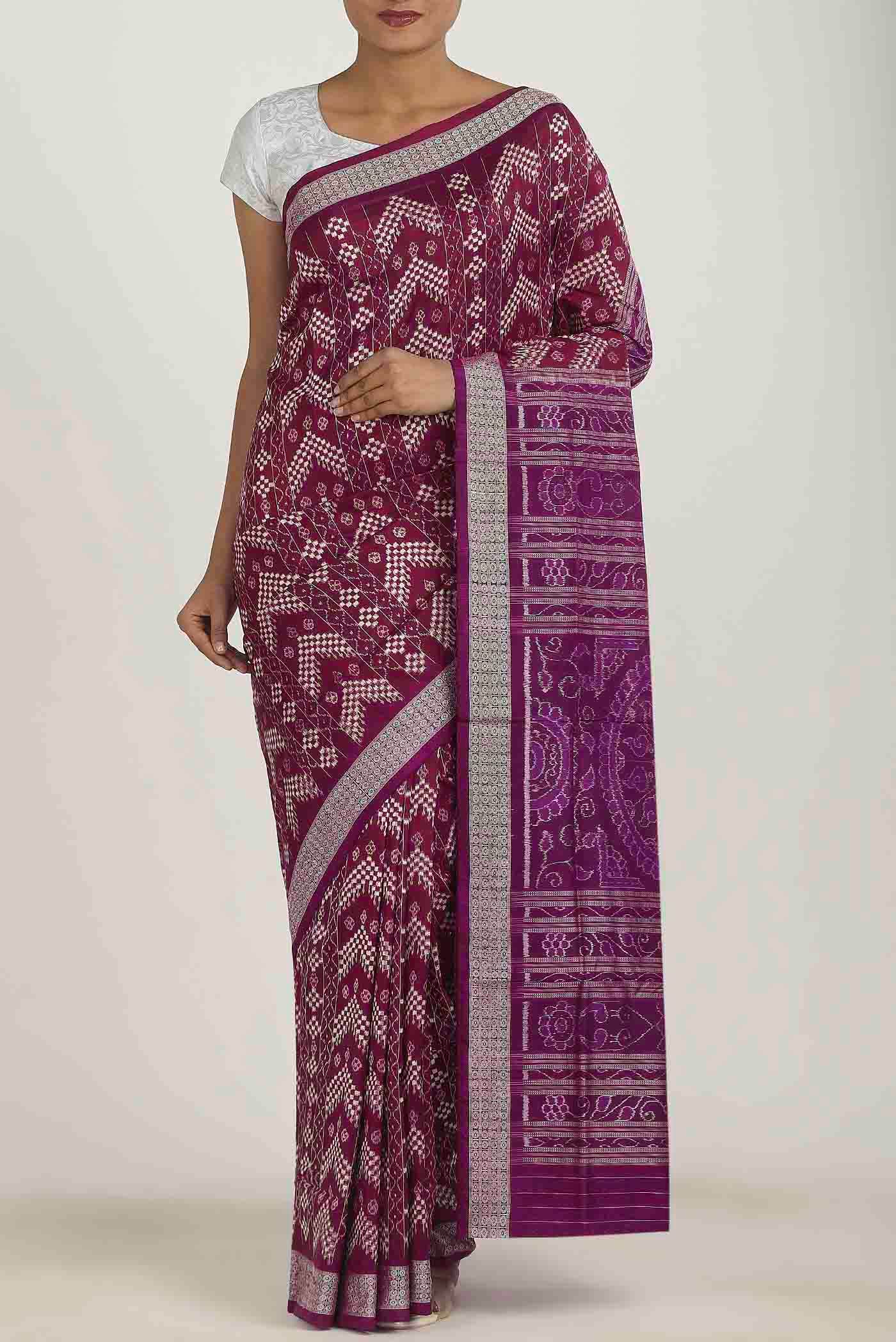 Dark Pink Orissa Silk Saree