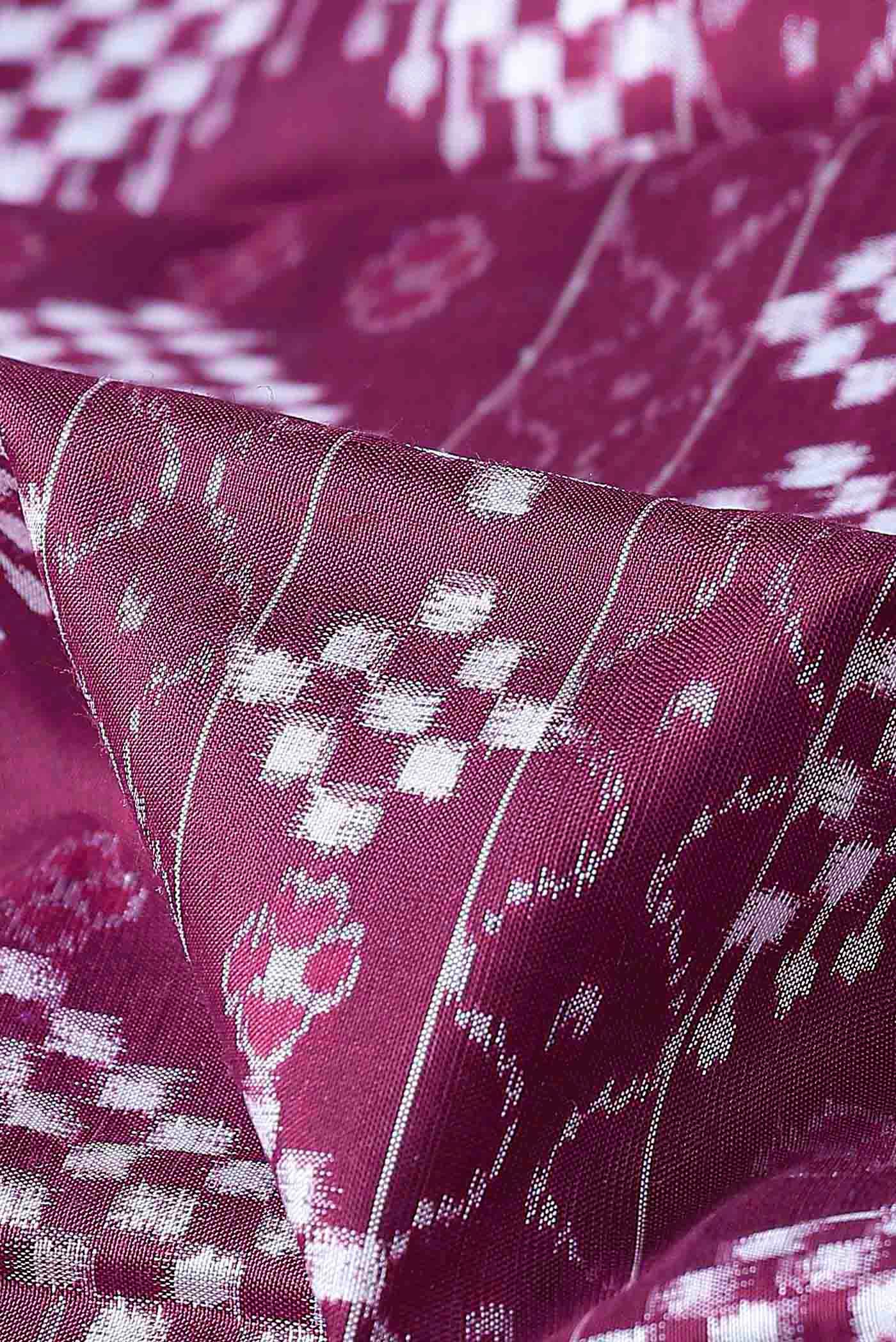 Dark Pink Orissa Silk Saree - Image 3
