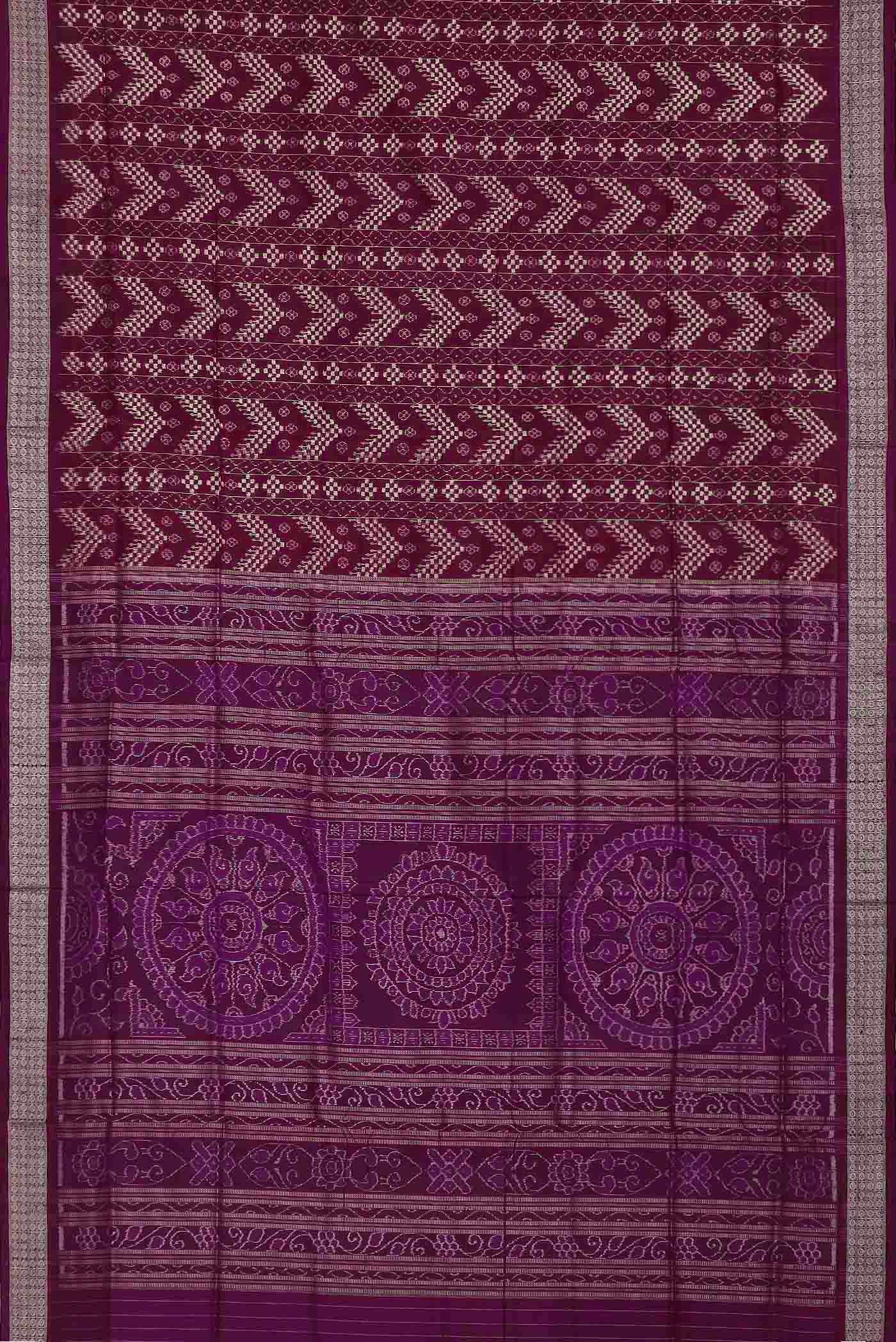 Dark Pink Orissa Silk Saree - Image 4
