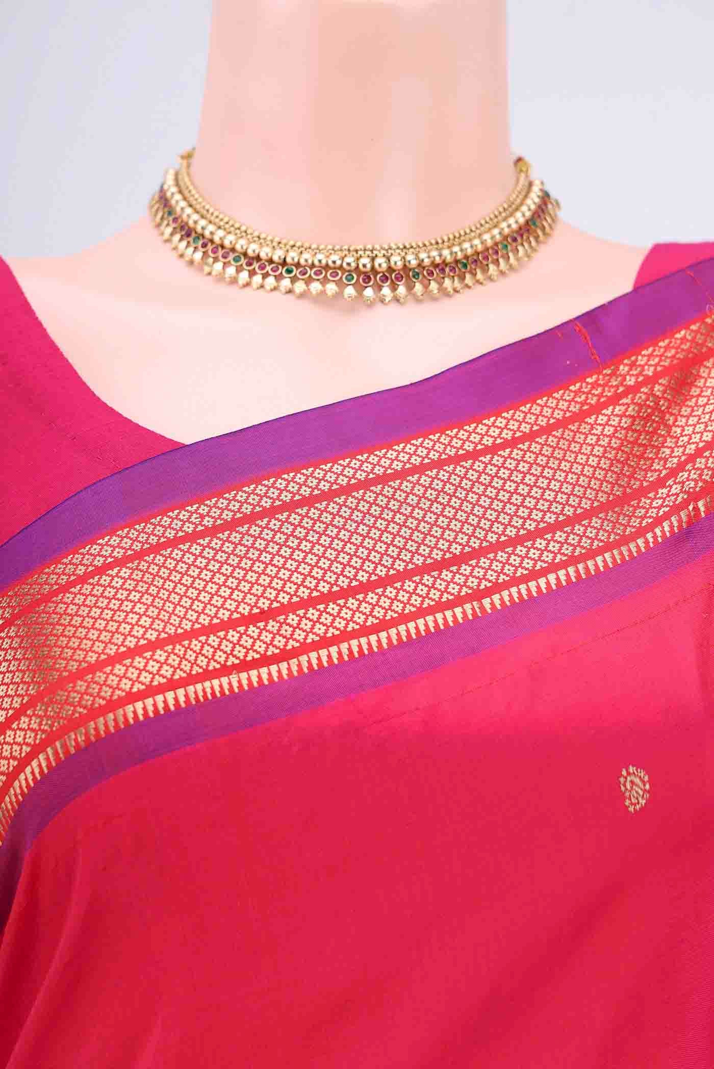 Dark Pink Paithani Silk Saree - Image 2