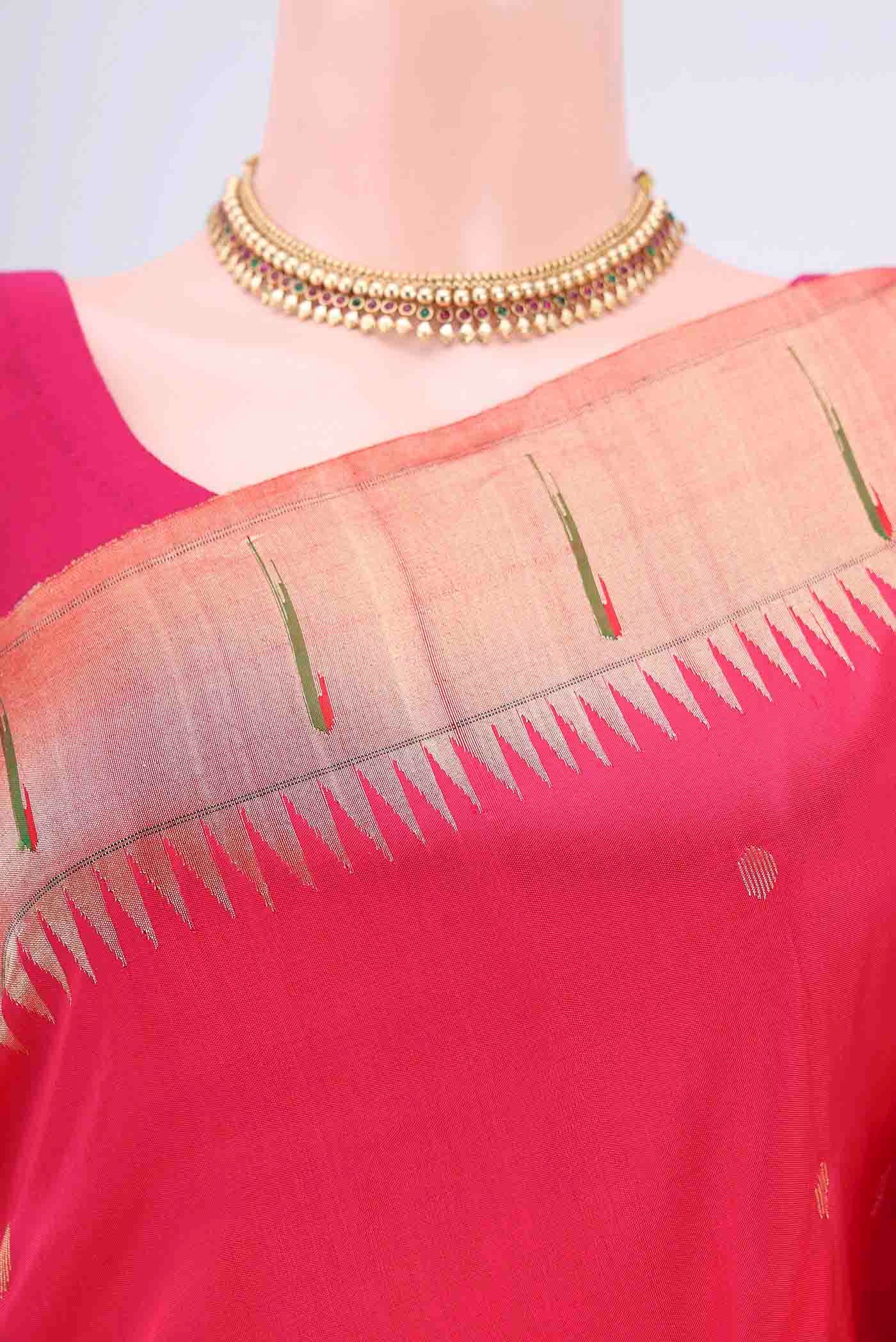 Dark Pink Paithani Silk Saree - Image 2