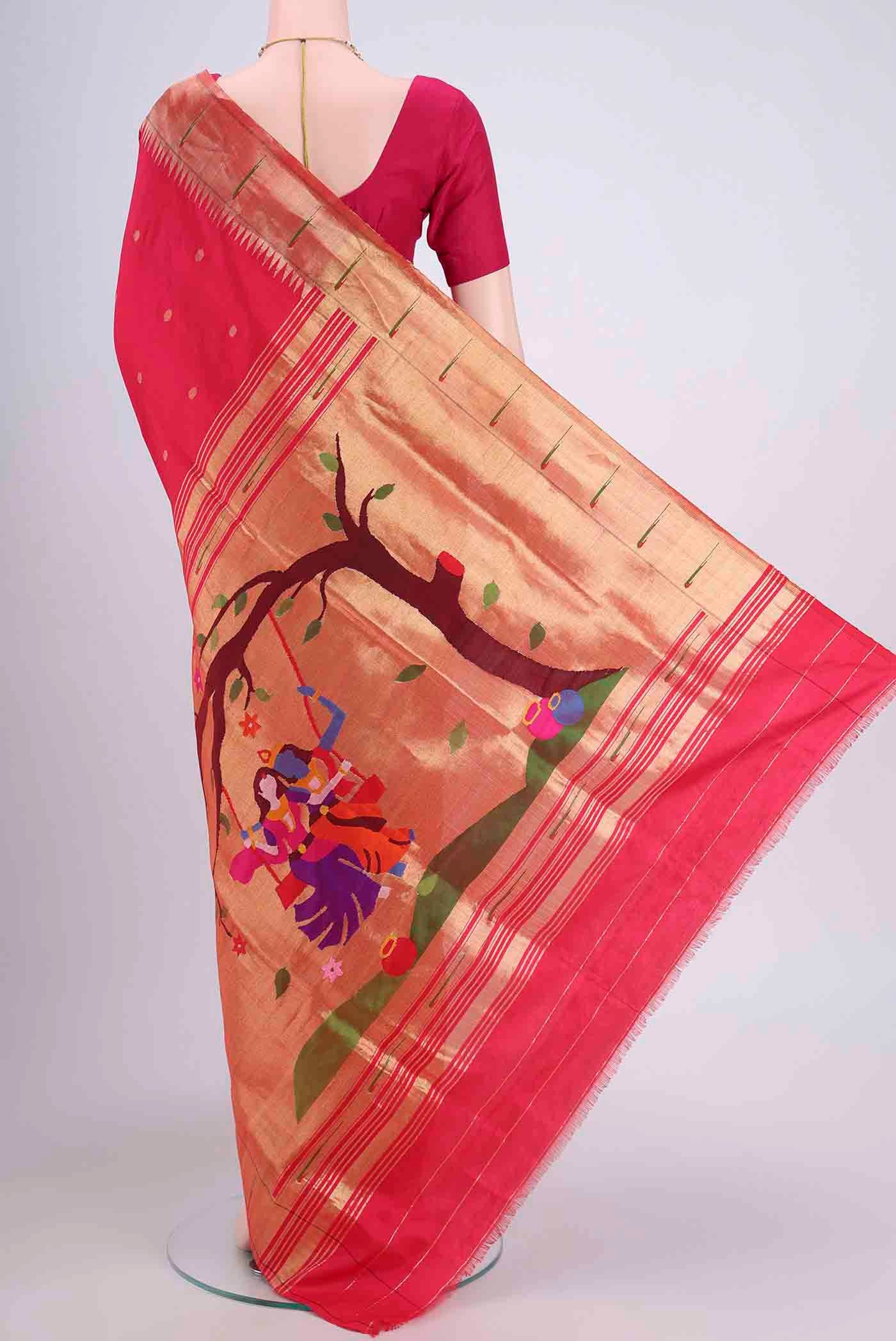 Dark Pink Paithani Silk Saree - Image 3