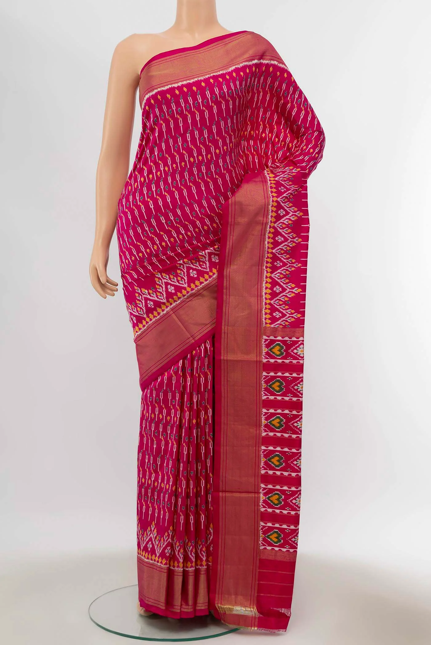 Dark Pink Pochampally Silk Saree