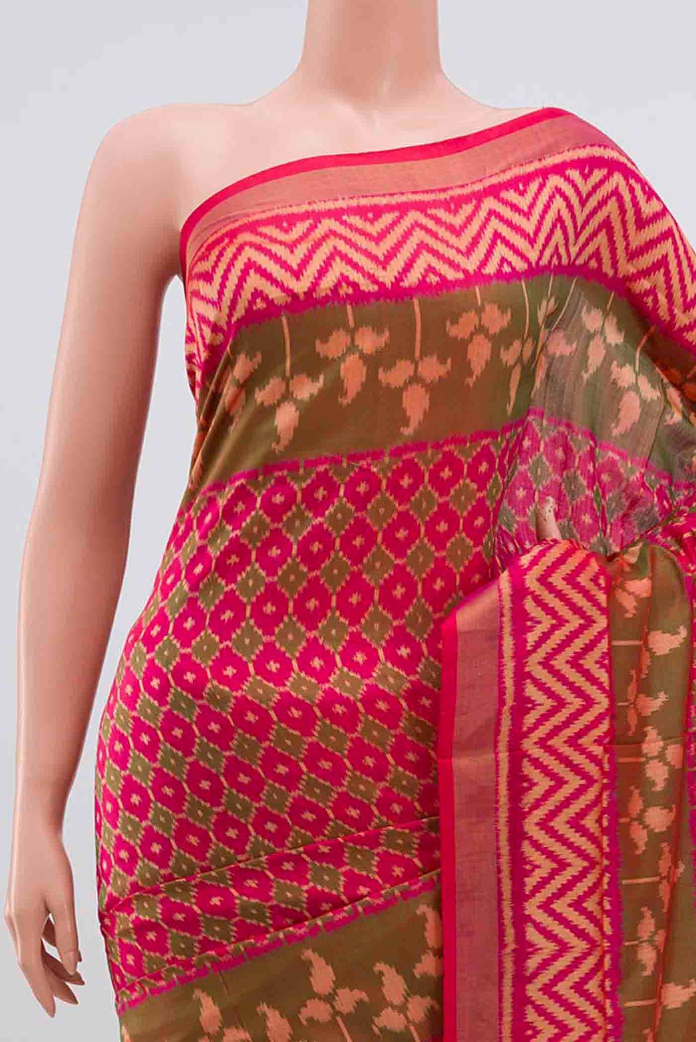 Pink Rajkot Patola Silk Saree - Image 2