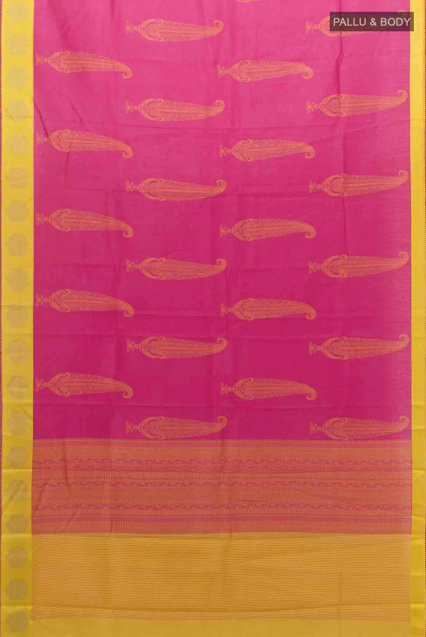 Dark Pink Tussar Silk Saree - Image 5