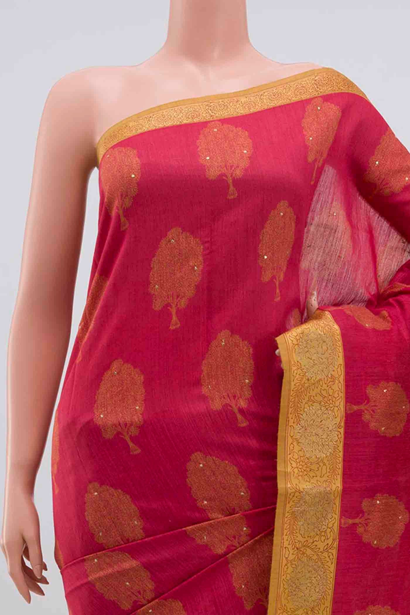 Pink Tussar Silk Saree - Image 2