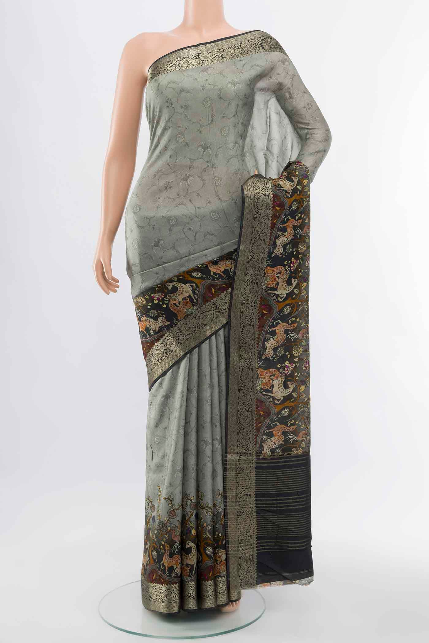 Davys Grey Art Silk Saree