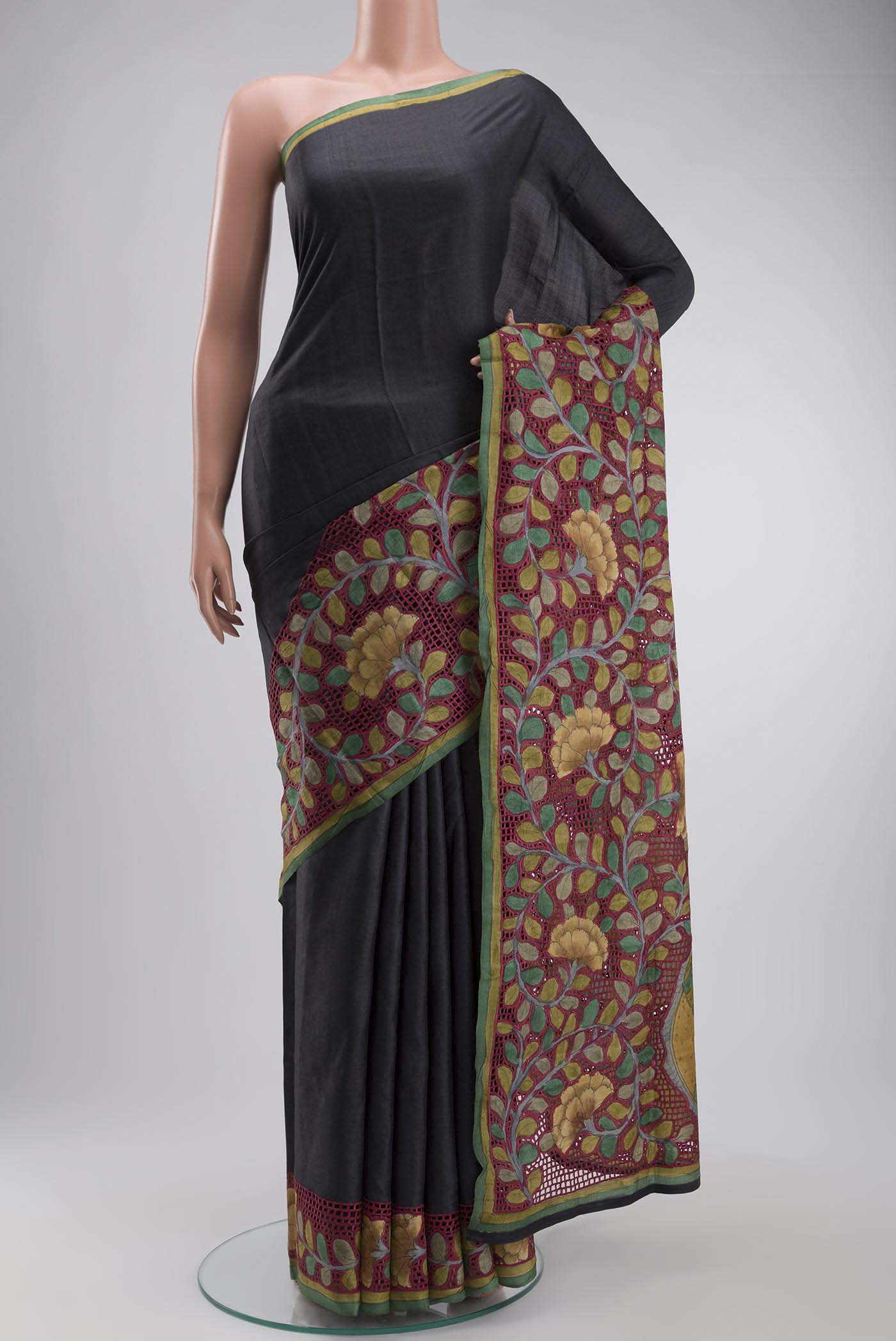 Davys Grey Bhagalpuri Tussar Silk Saree