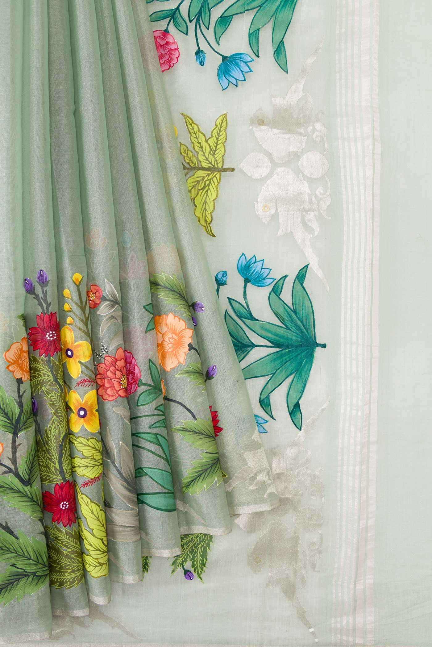 Davys Grey Dual Tone Kanjivaram Tissue Silk Saree - Image 2