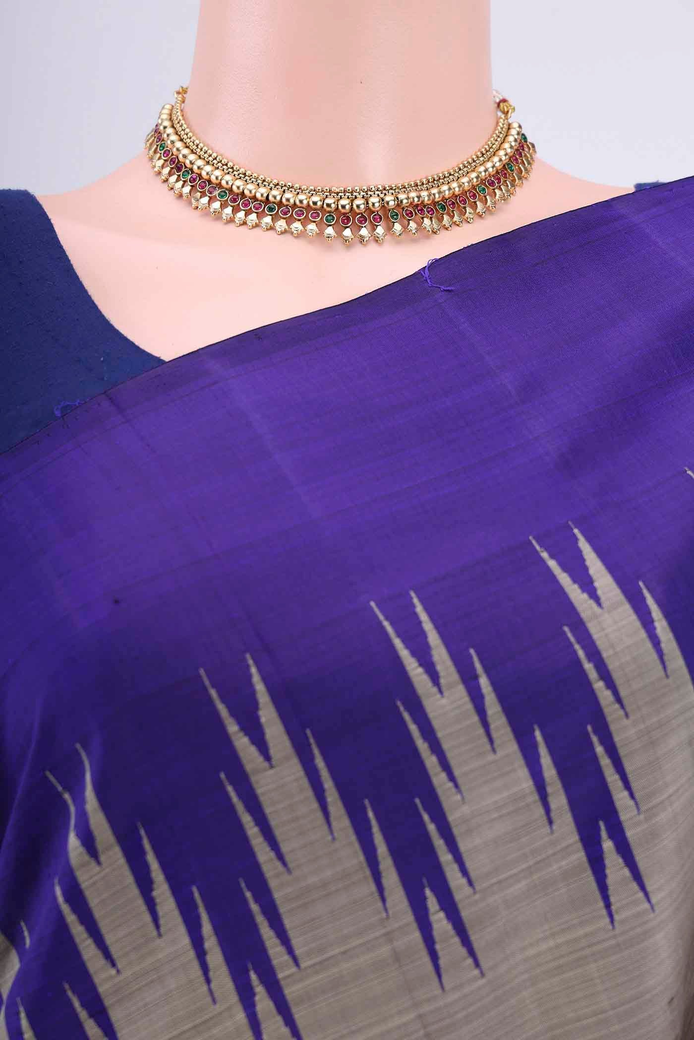 Davys Grey Kanchipuram Silk Saree - Image 2