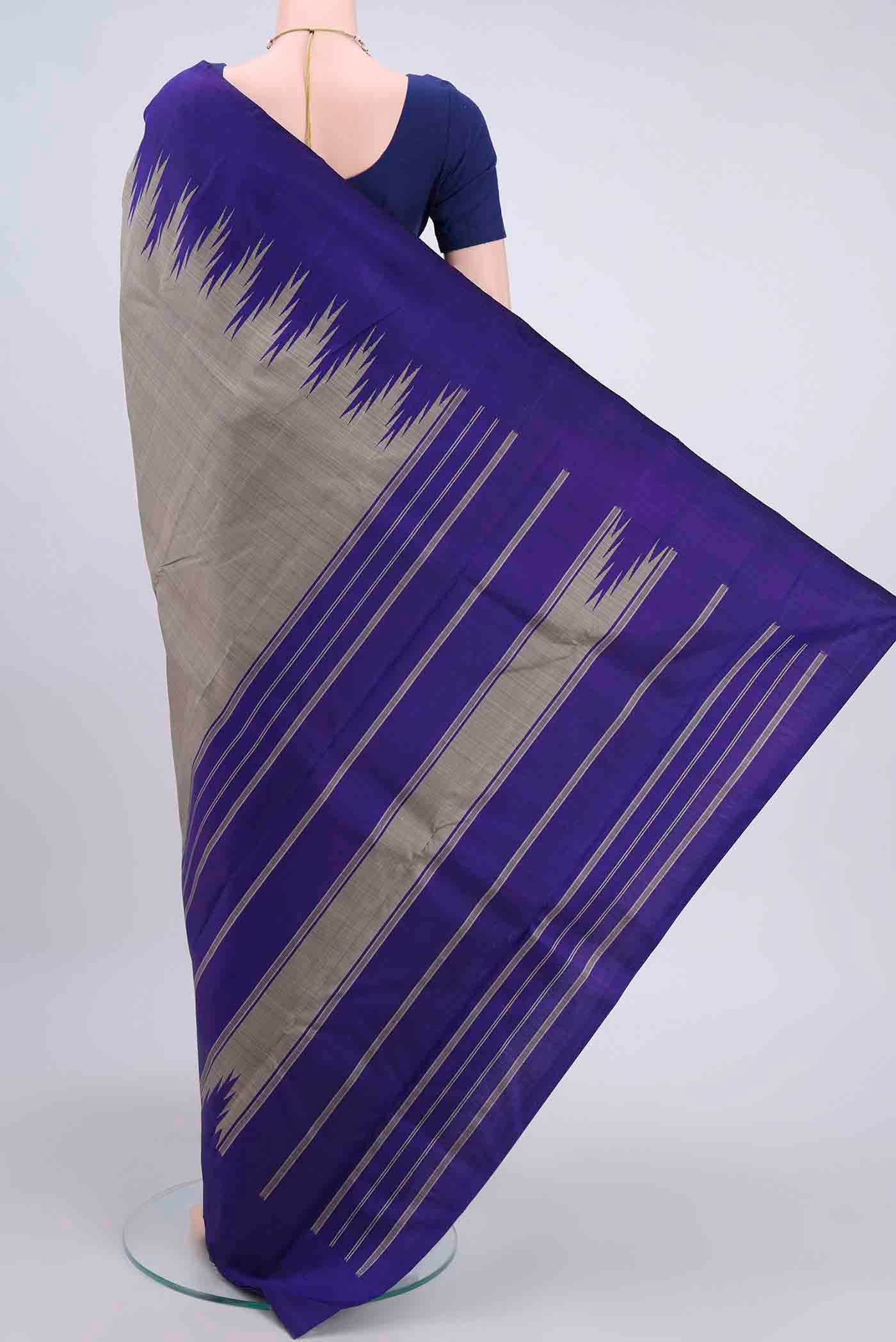 Davys Grey Kanchipuram Silk Saree - Image 3