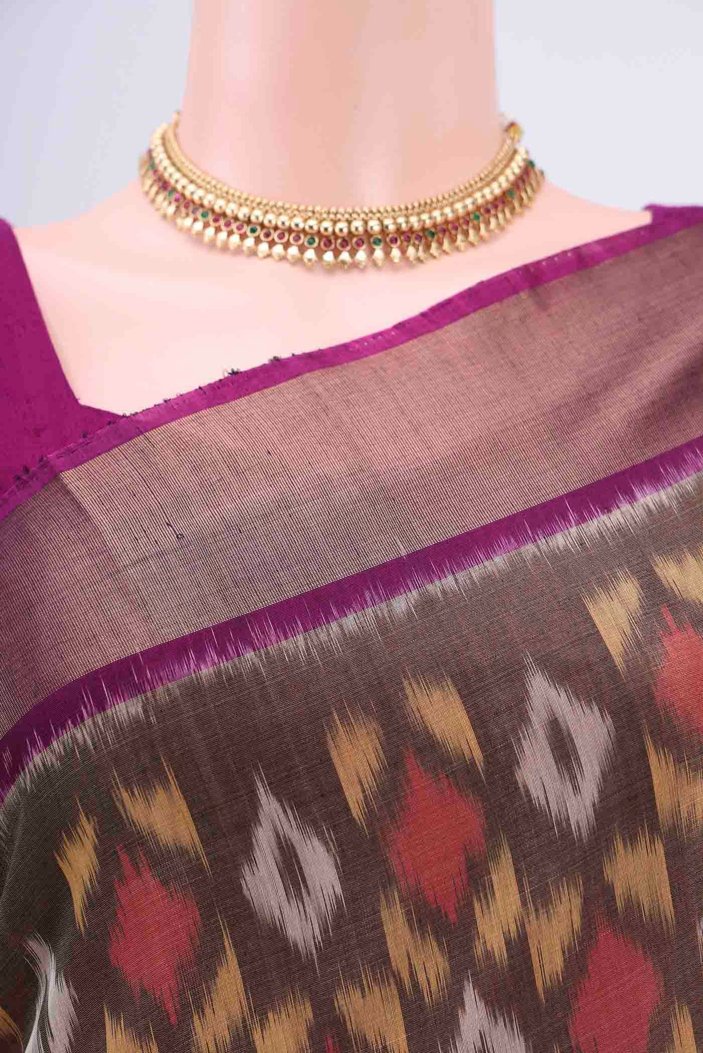 Davys Grey Kora Cotton Saree - Image 2