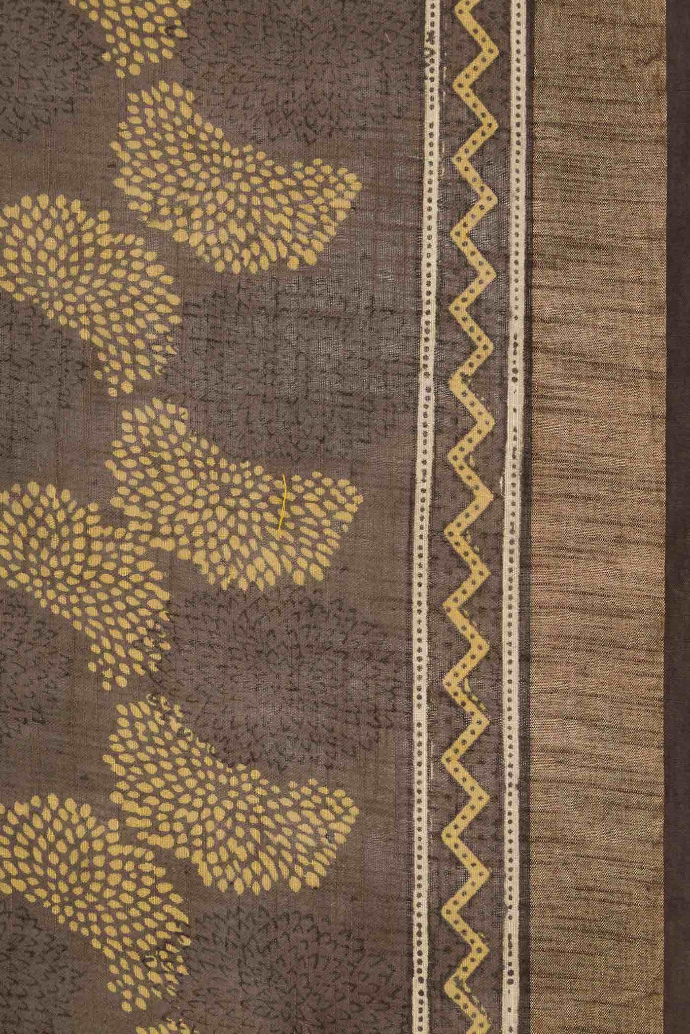 Davys Grey Linen Cotton Saree - Image 3