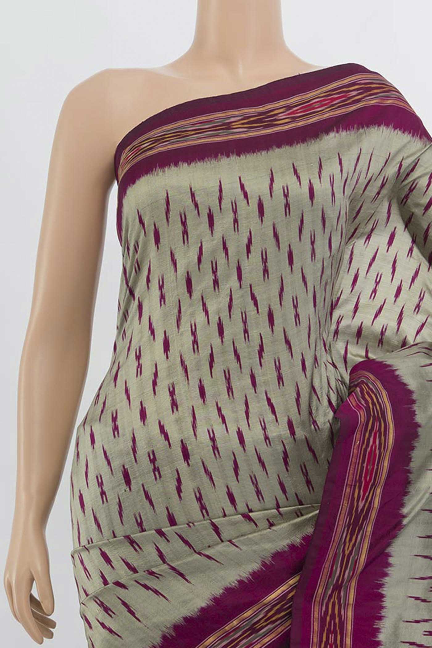 Grey Pochampally Silk Saree - Image 2