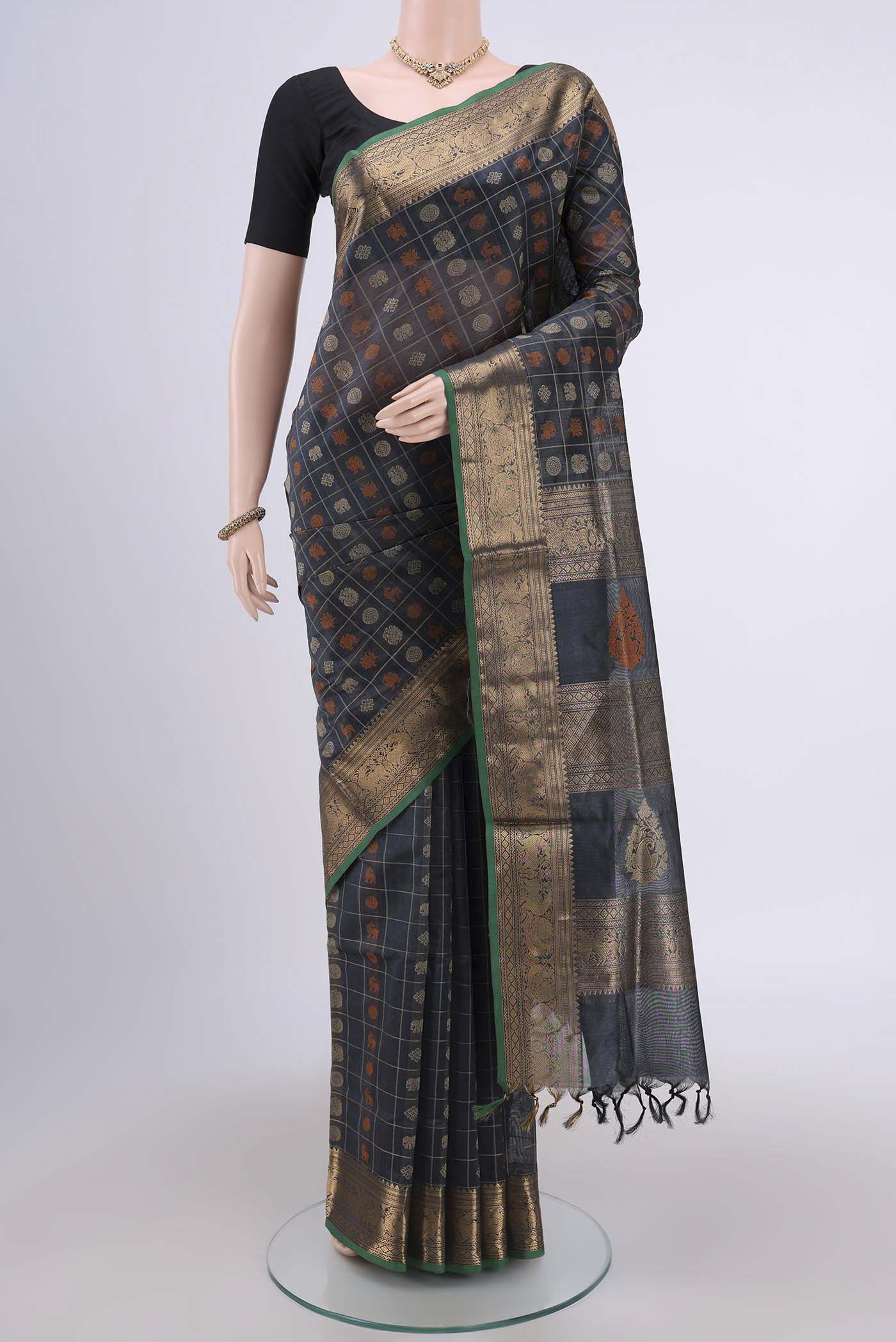 Davys Grey Silk Cotton Saree