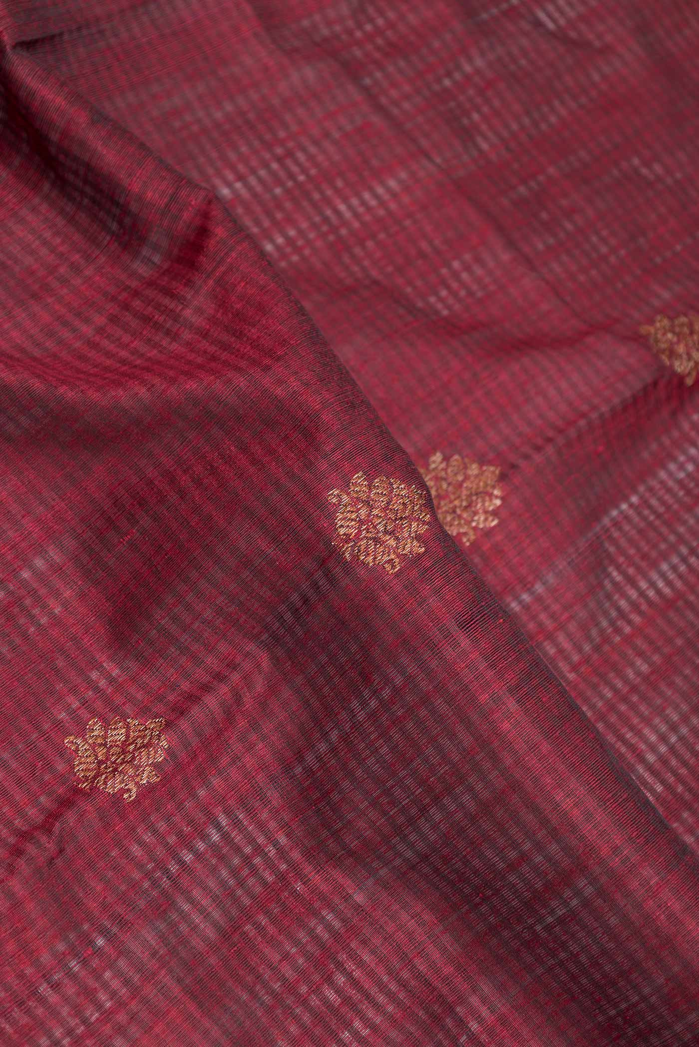 Deep Red Dual Tone Banarasi Silk Saree - Image 2