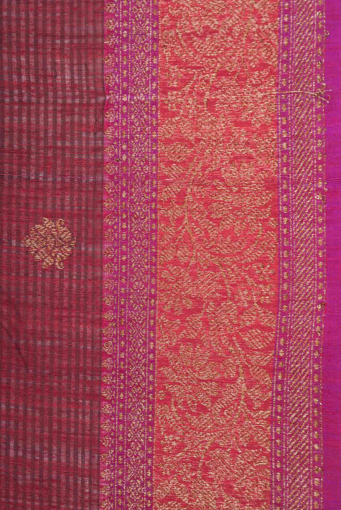 Deep Red Dual Tone Banarasi Silk Saree - Image 3
