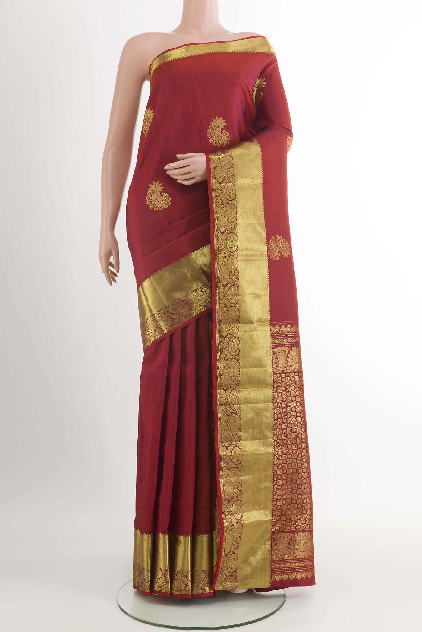 Deep Red Kanchipuram Silk Saree