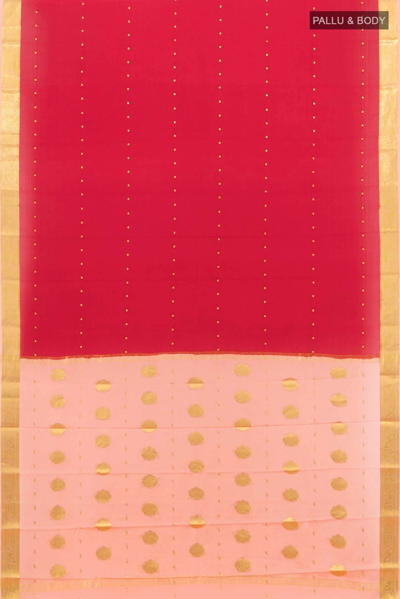 Deep Red Mysore Crepe Saree - Image 5