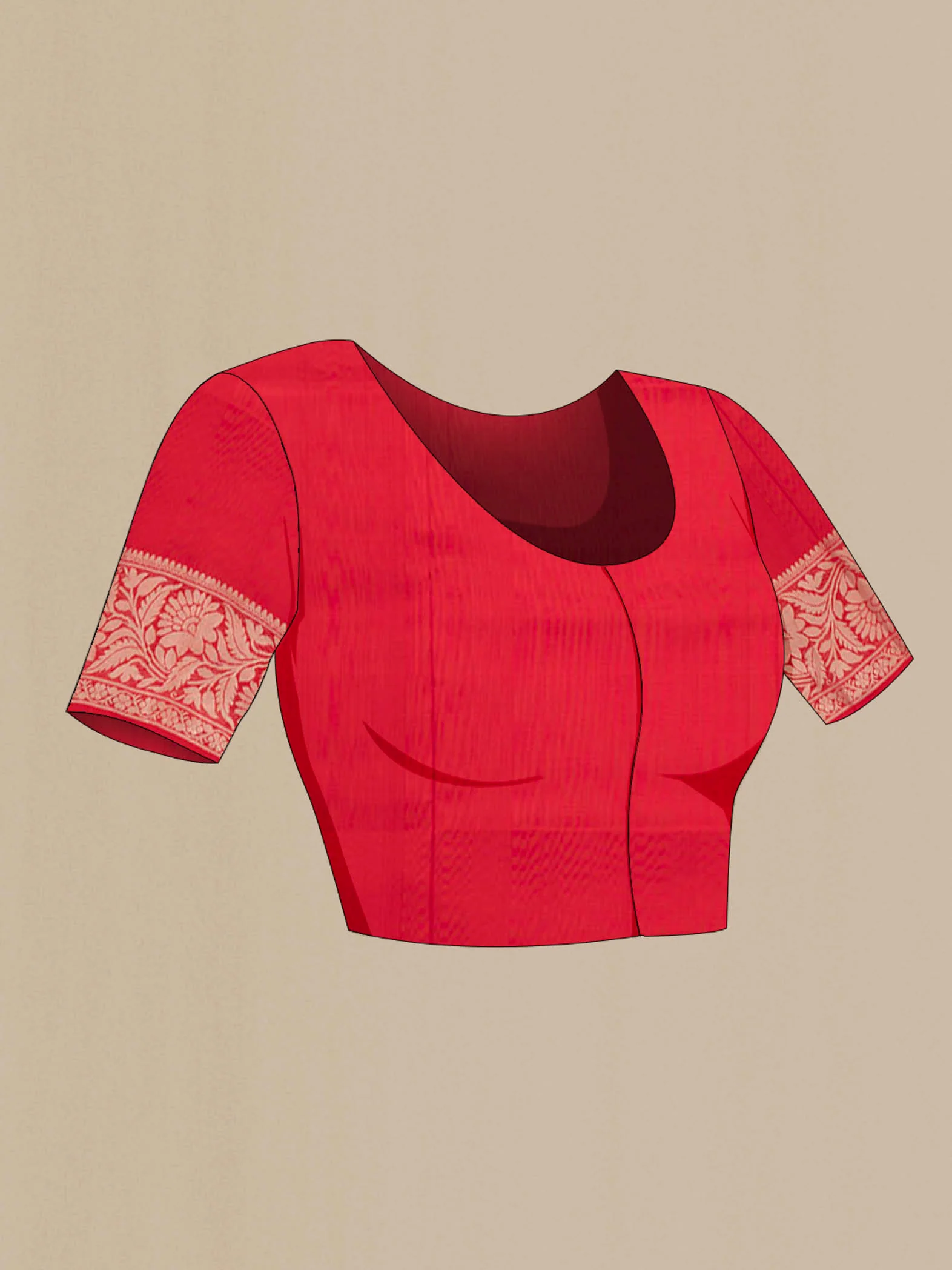 Deep Red Uppada Silk Saree - Image 4