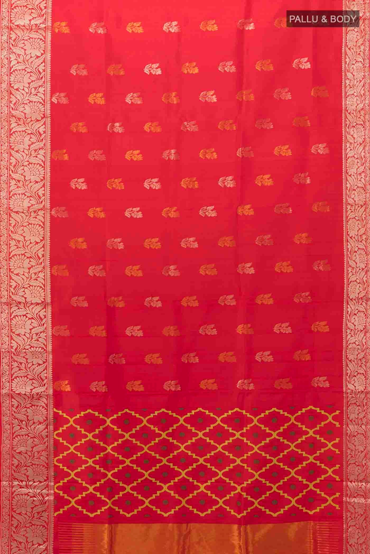 Deep Red Uppada Silk Saree - Image 5