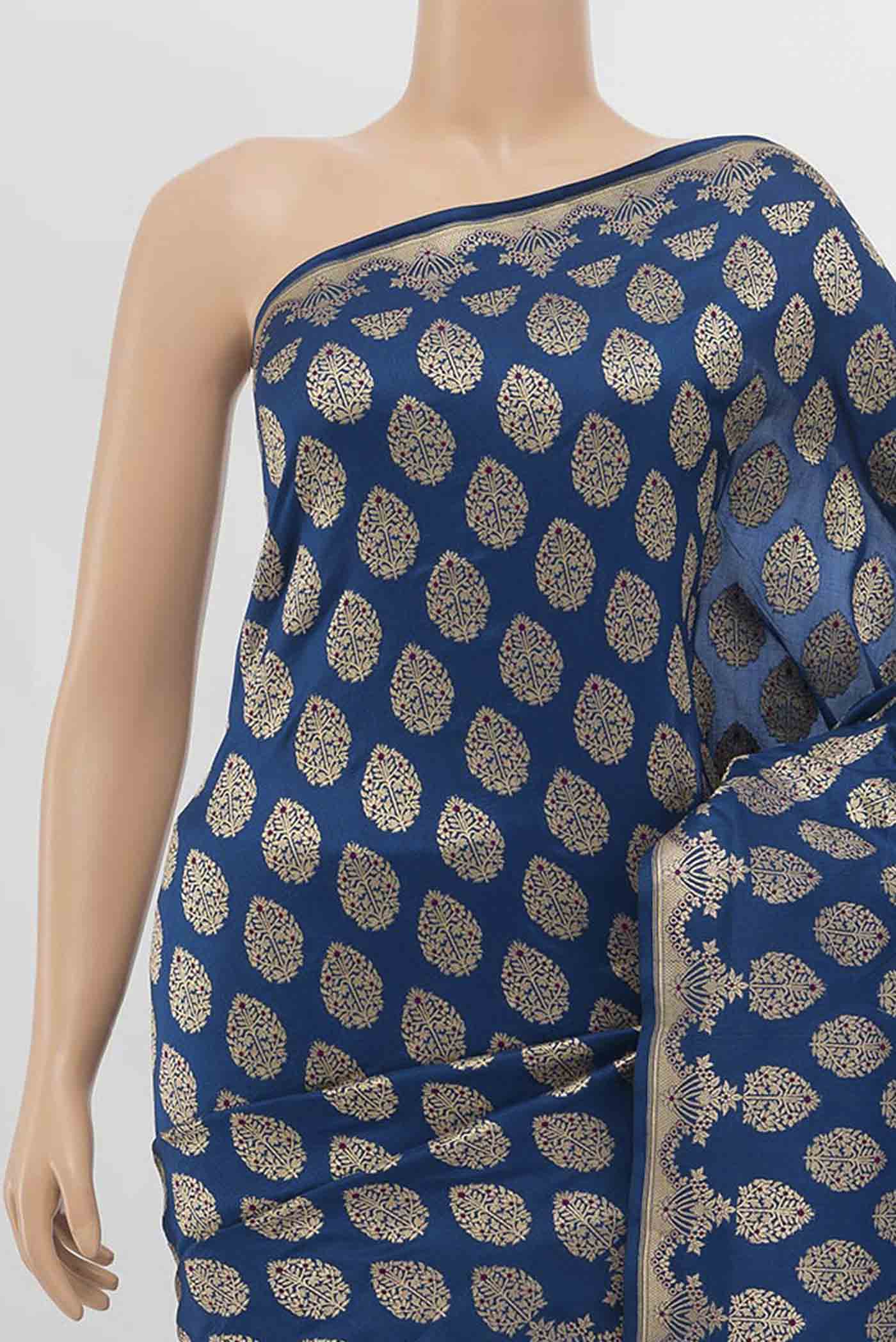 Blue Banarasi Silk Saree - Image 2
