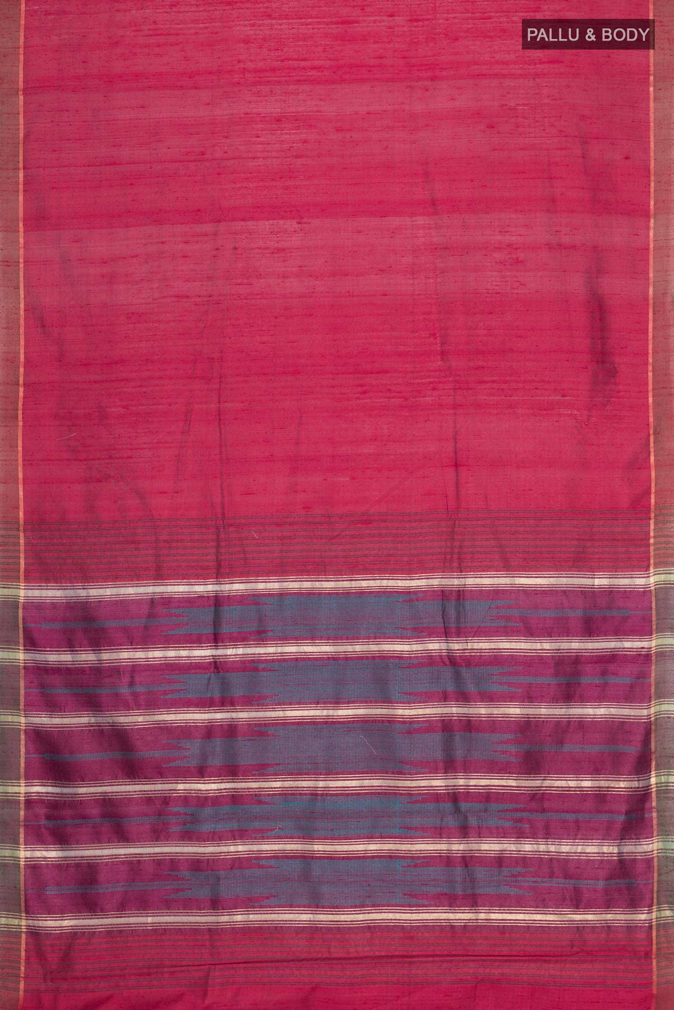 Emerald Ember-Red Bhagalpuri Tussar Silk Saree - Image 4