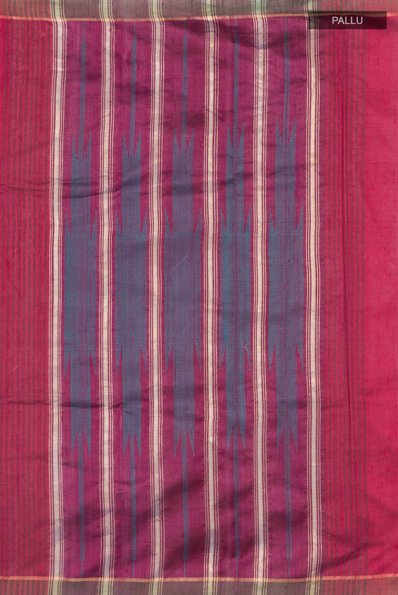 Emerald Ember-Red Bhagalpuri Tussar Silk Saree - Image 5