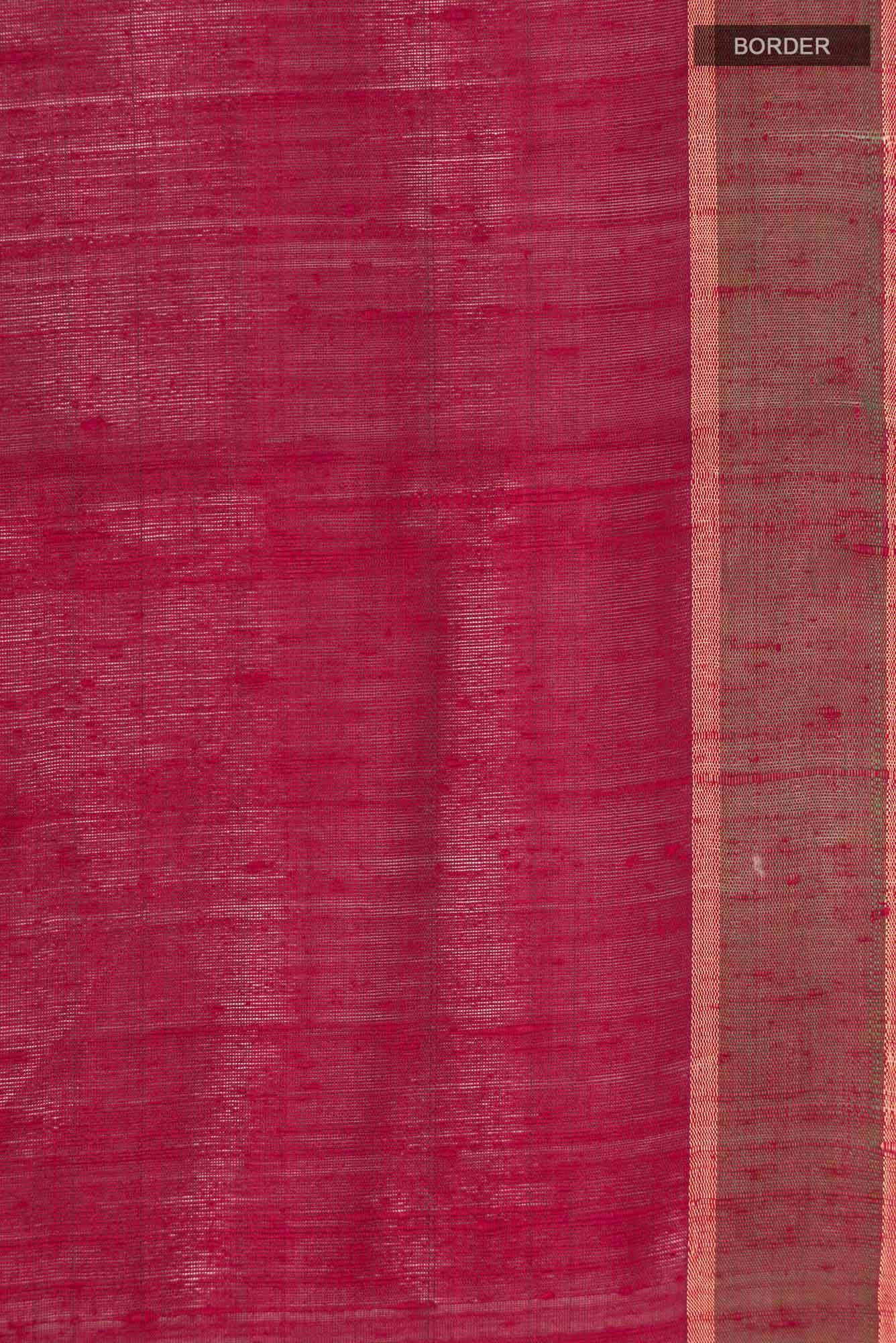 Emerald Ember-Red Bhagalpuri Tussar Silk Saree - Image 7