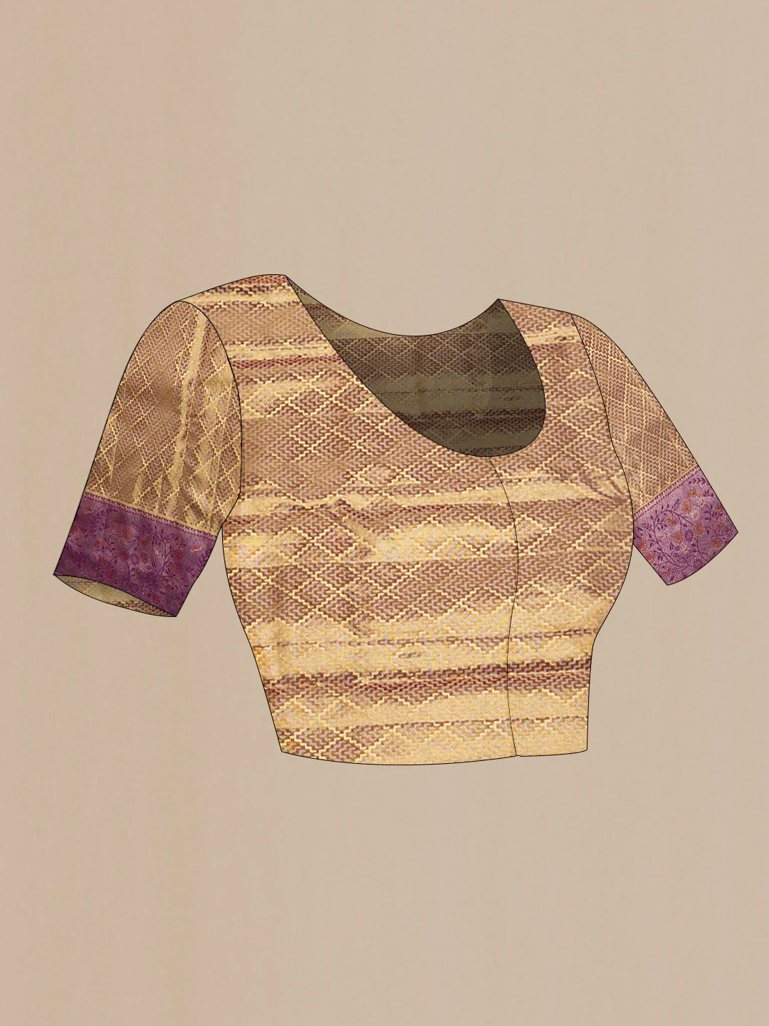 Gold Dual Tone Kanchipuram Saree - Image 5