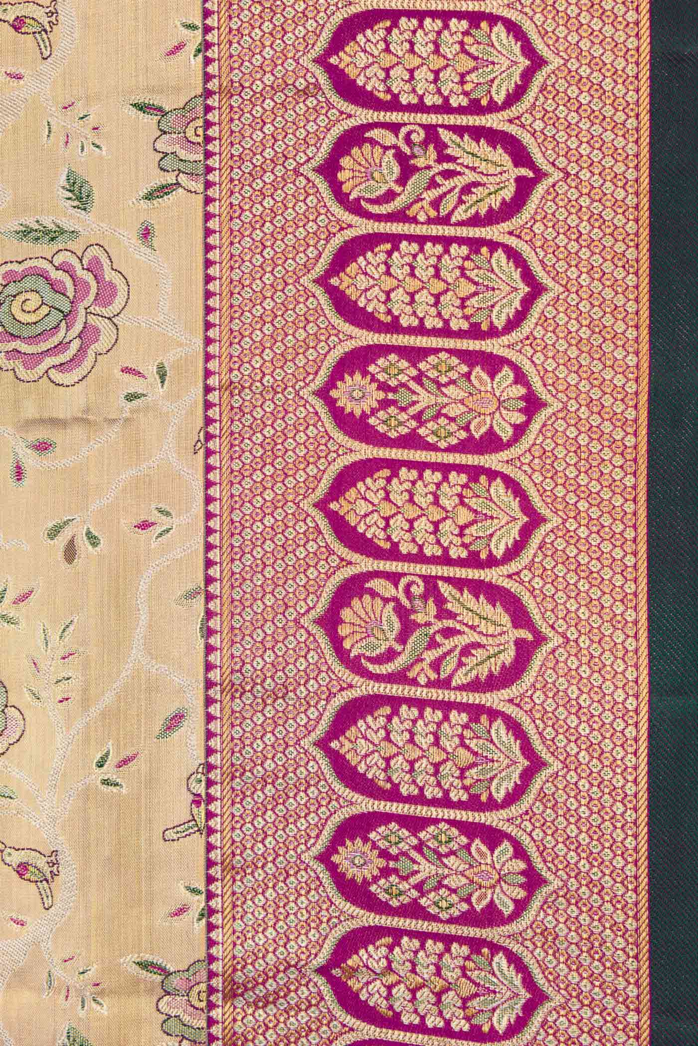 Gold Dual Tone Kanchipuram Silk Saree - Image 3