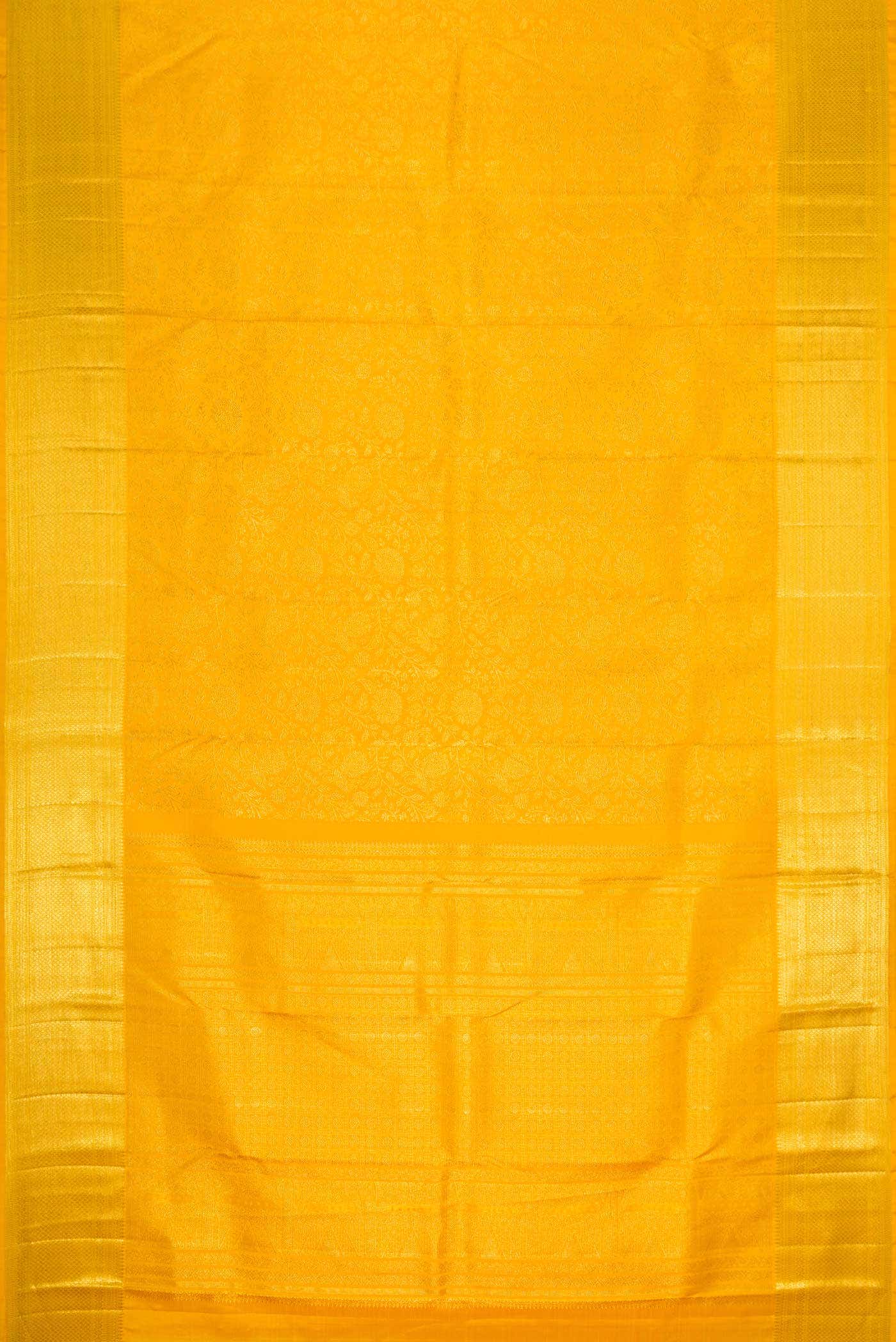 Gold Dual Tone Kanchipuram Silk Saree - Image 4