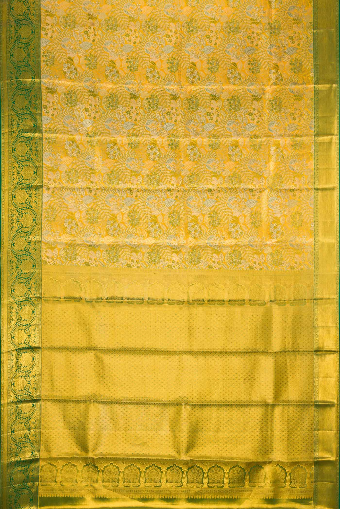Yellow Dual Tone Kanchipuram Tissue Silk Saree - Image 6