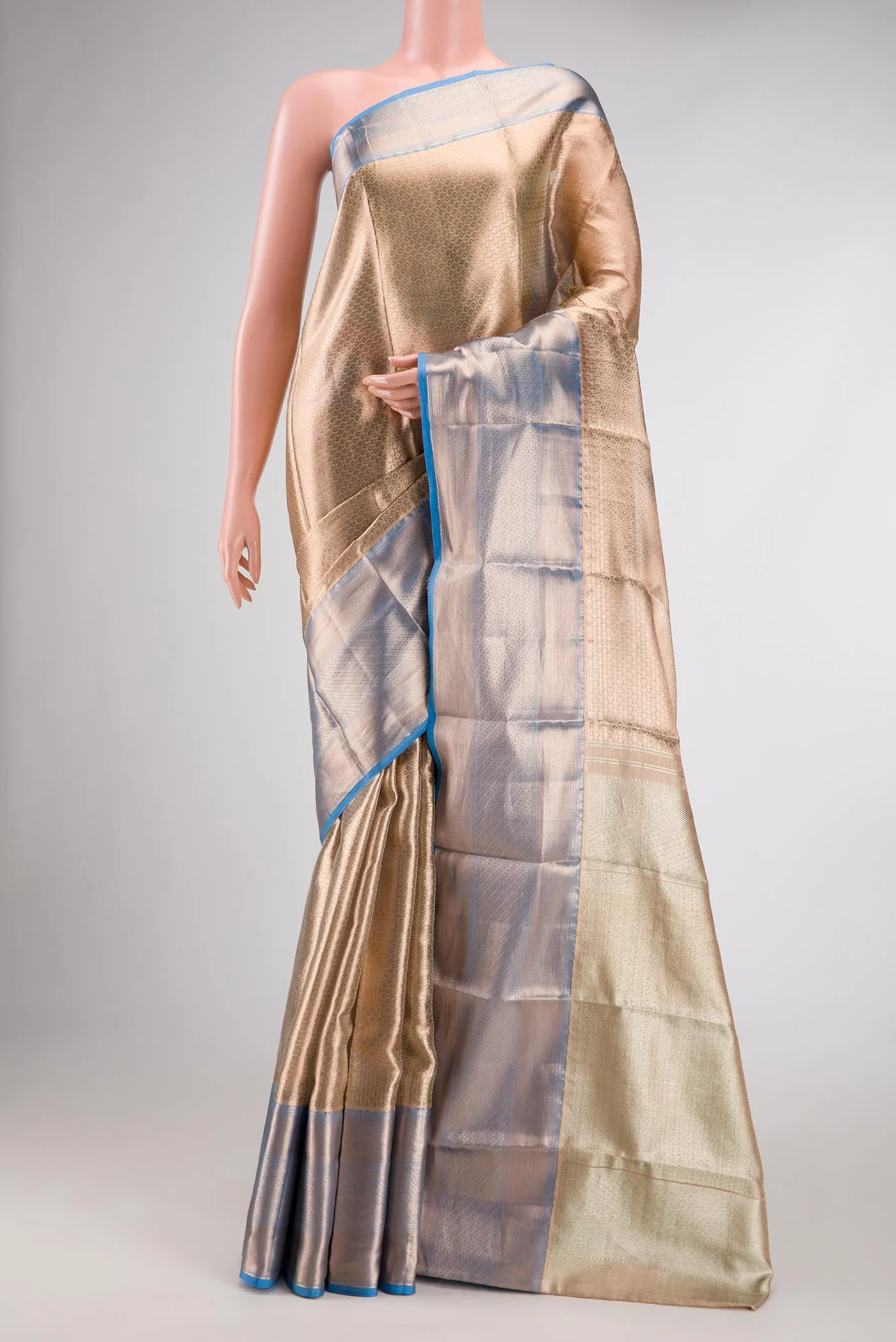Gold Dual Tone Kanchipuram Tissue Silk Saree